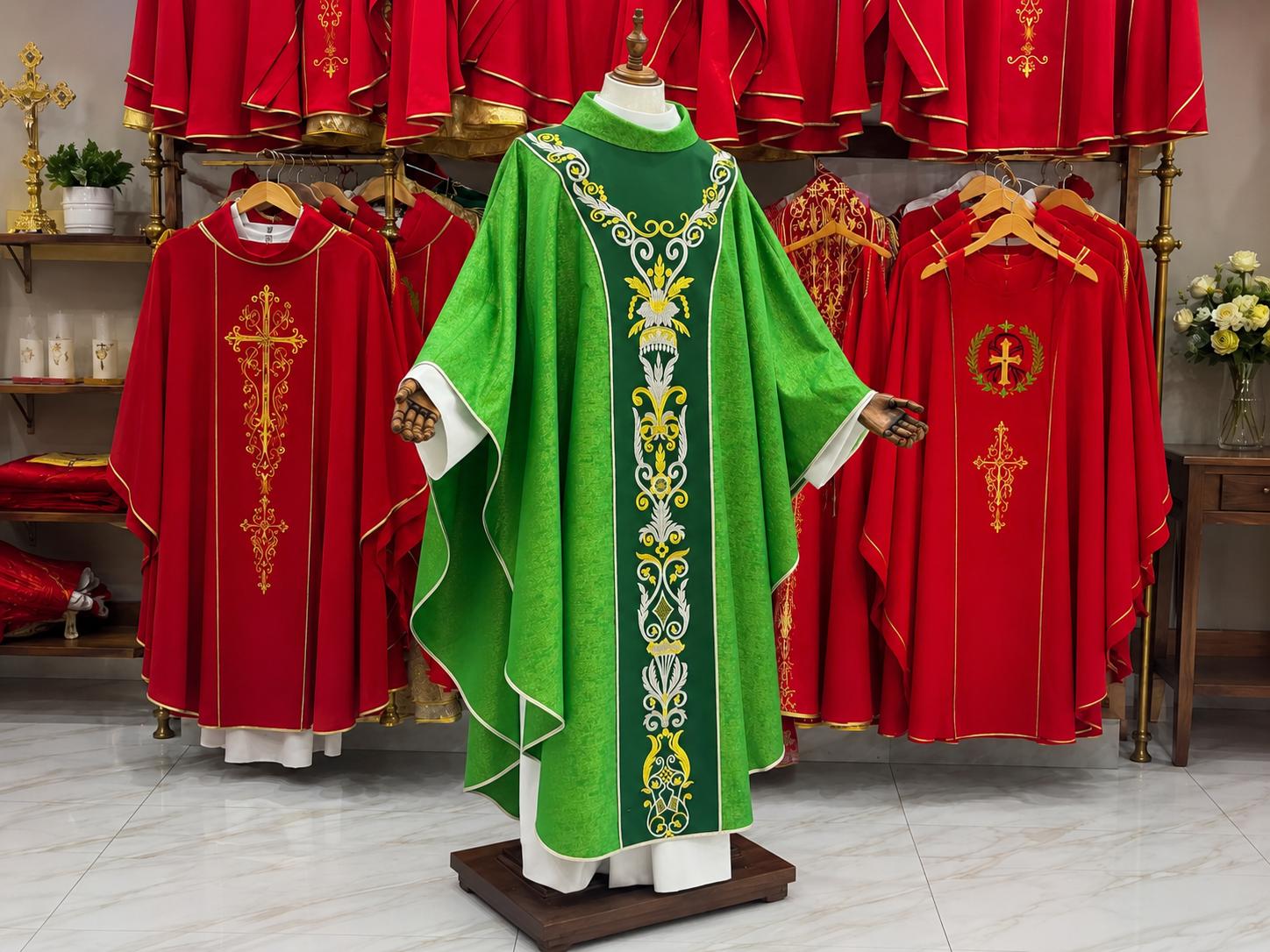 Catholic Chasuble Custom Priest Vestment Handmade Embroidered Liturgical Church Mass Vestment Clergy Robe Gift All Colors (etsy image id: 8021999282)