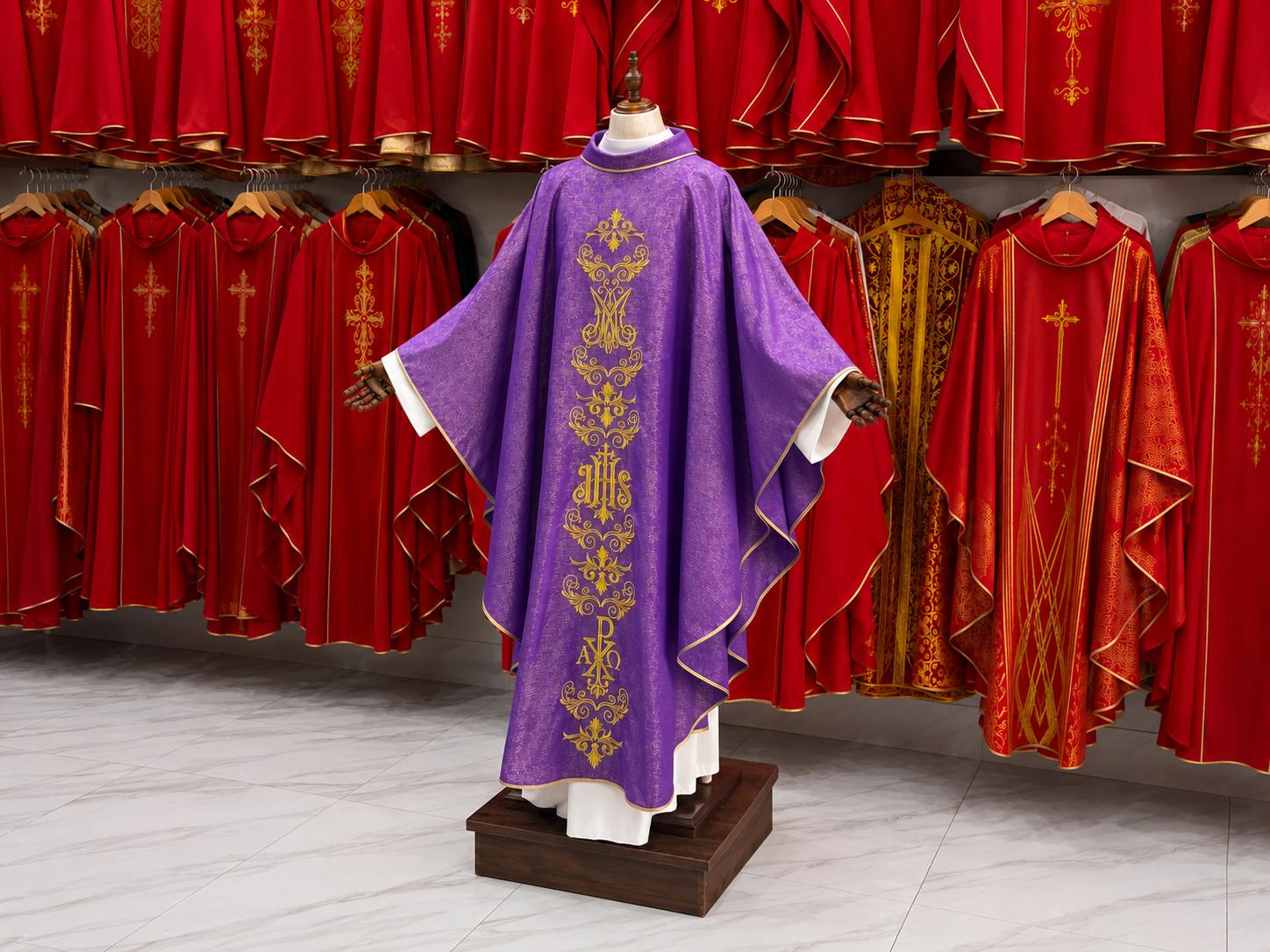 Catholic Chasuble Custom Priest Vestment Handmade Embroidered Liturgical Chasuble Church Mass Robe Clergy Gift All Colors (etsy image id: 8022036992)