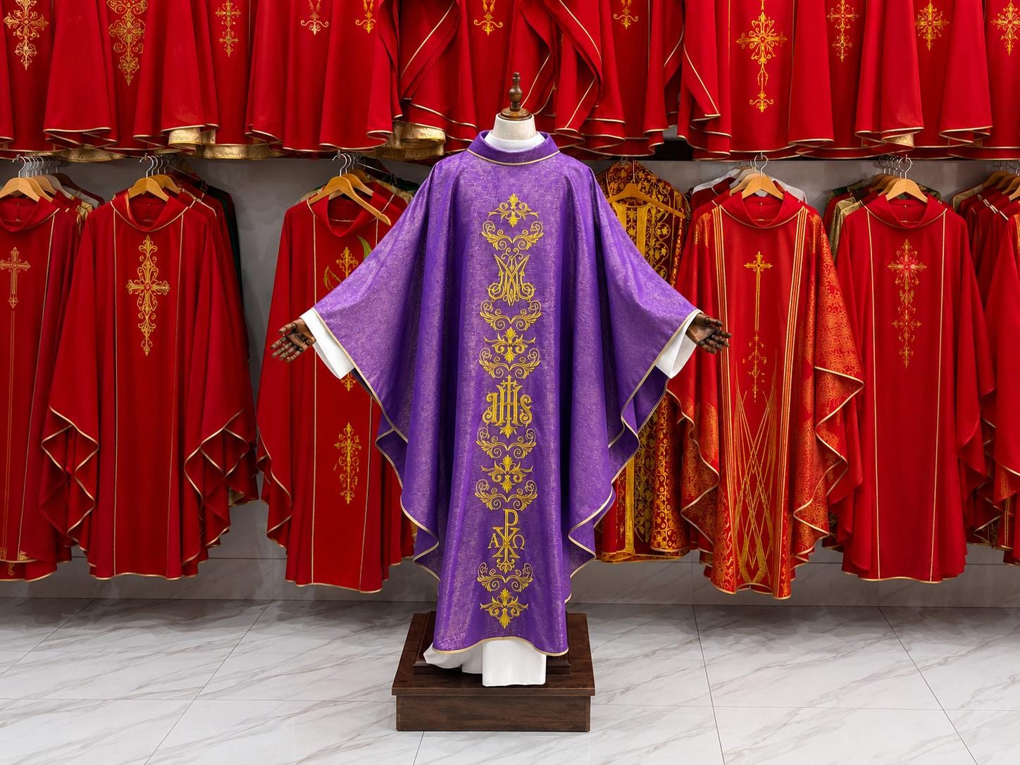 Catholic Chasuble Custom Priest Vestment Handmade Embroidered Liturgical Chasuble Church Mass Robe Clergy Gift All Colors (etsy image id: 8022037004)