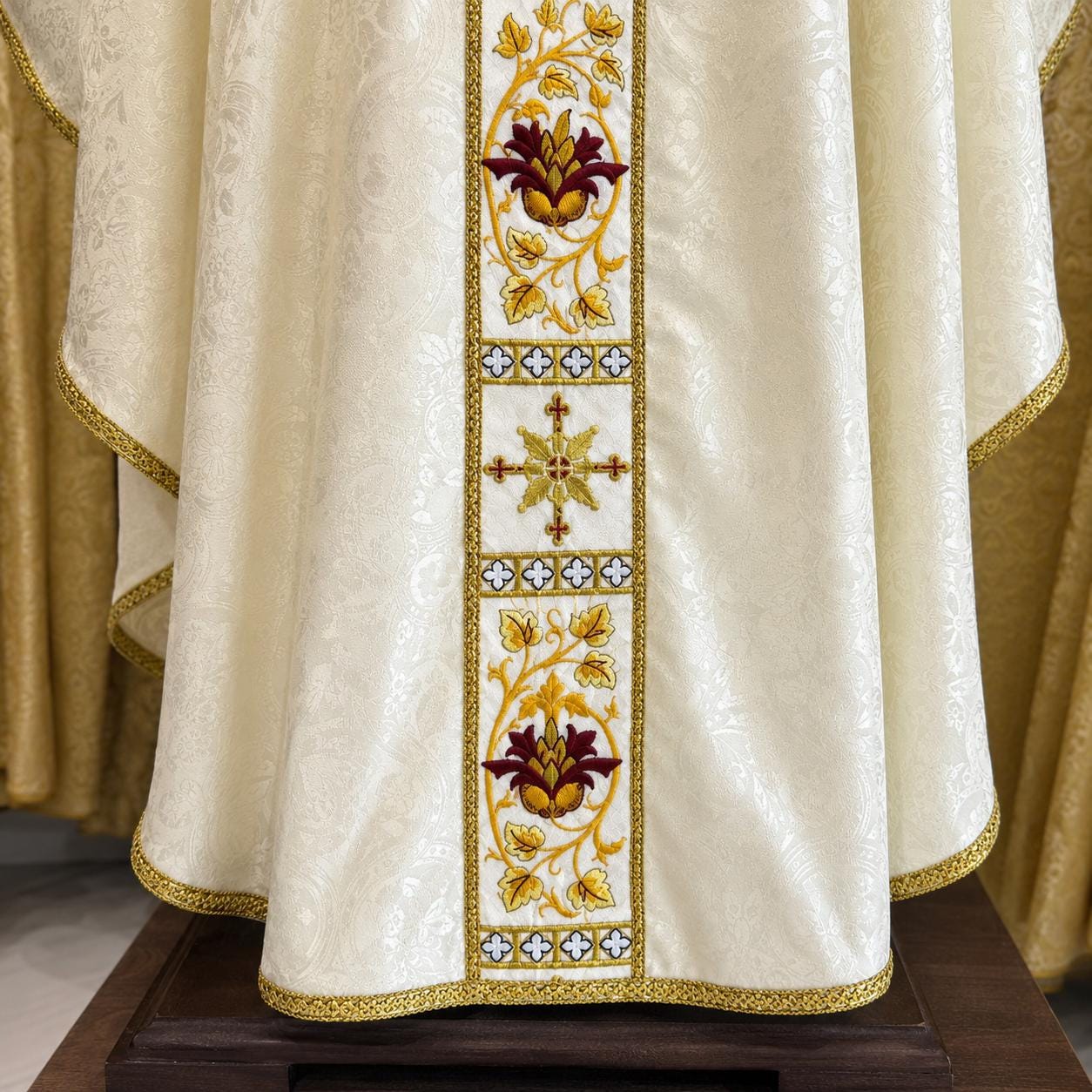 White Gold Embroidered Catholic Chasuble: Custom Handmade Liturgical Vestment (etsy image id: 8023265016)
