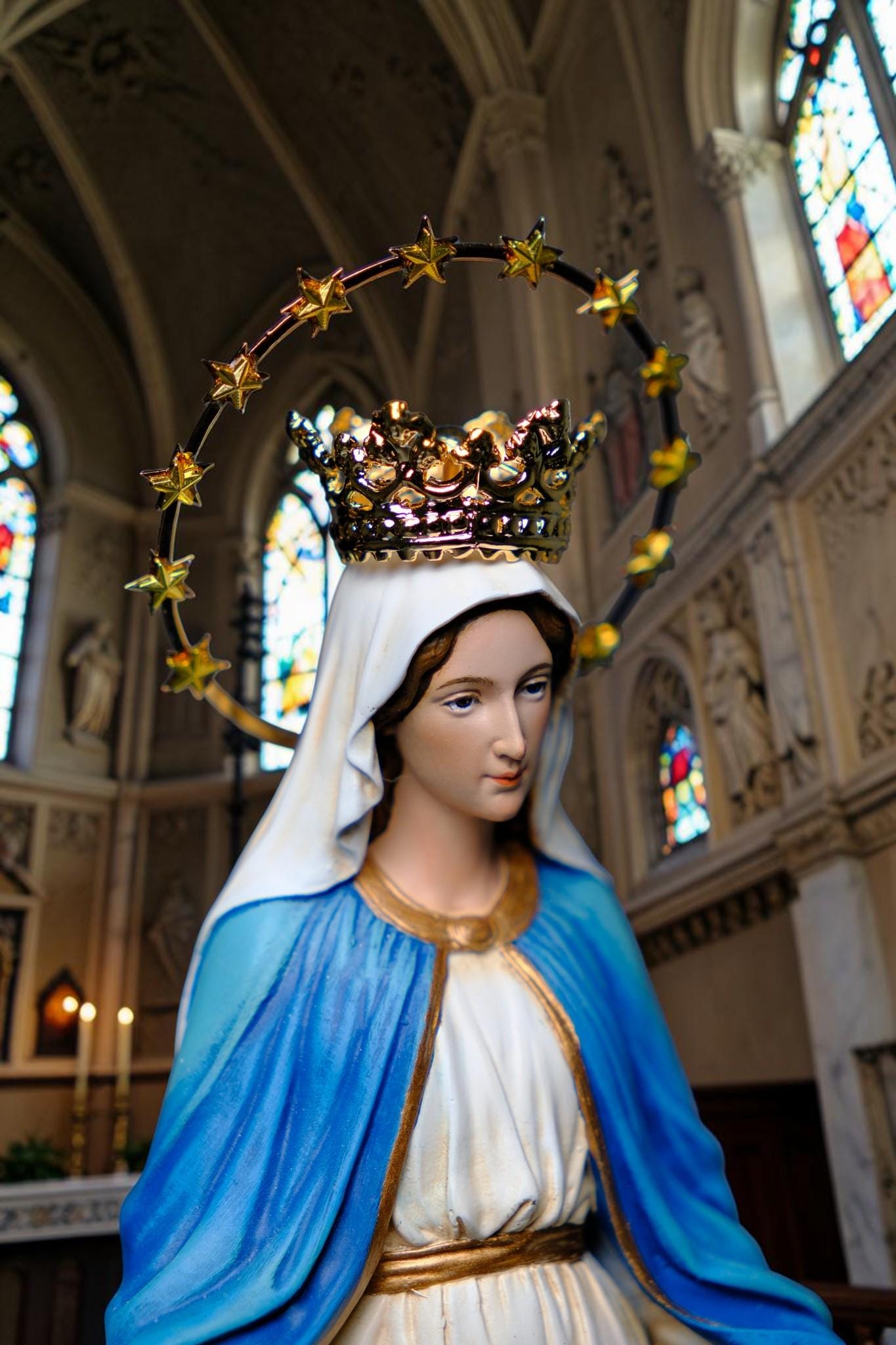Our Lady of Grace Statue Catholic Virgin Mary Statue Religious Figurine Prayer Altar Decor Catholic Gift Home Decor __etsy:8049769716