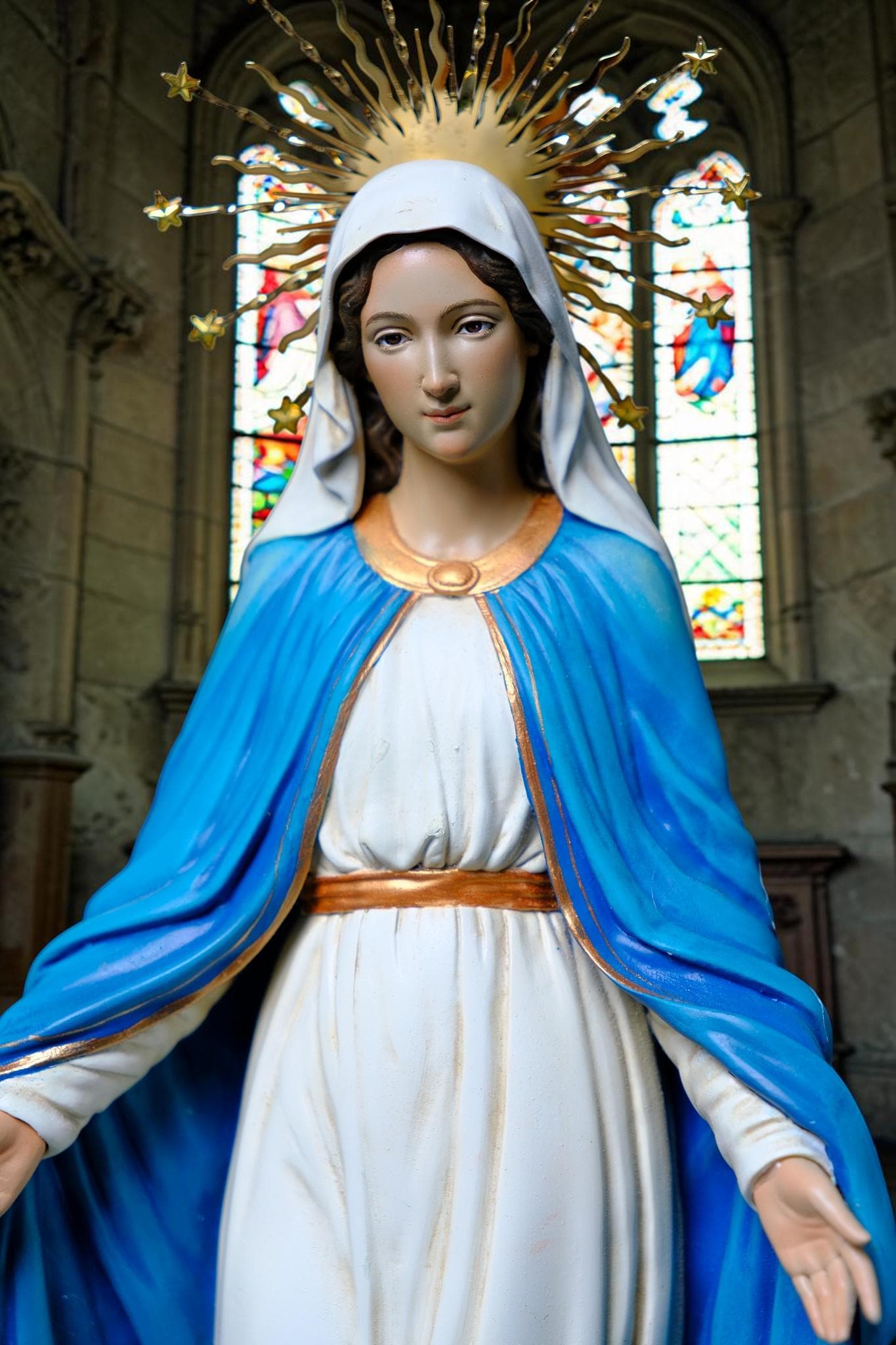 Our Lady of Grace Statue  Catholic Virgin Mary Statue Religious Home Altar Decor Prayer Figurine Catholic Gift Handmade __etsy:8052314248