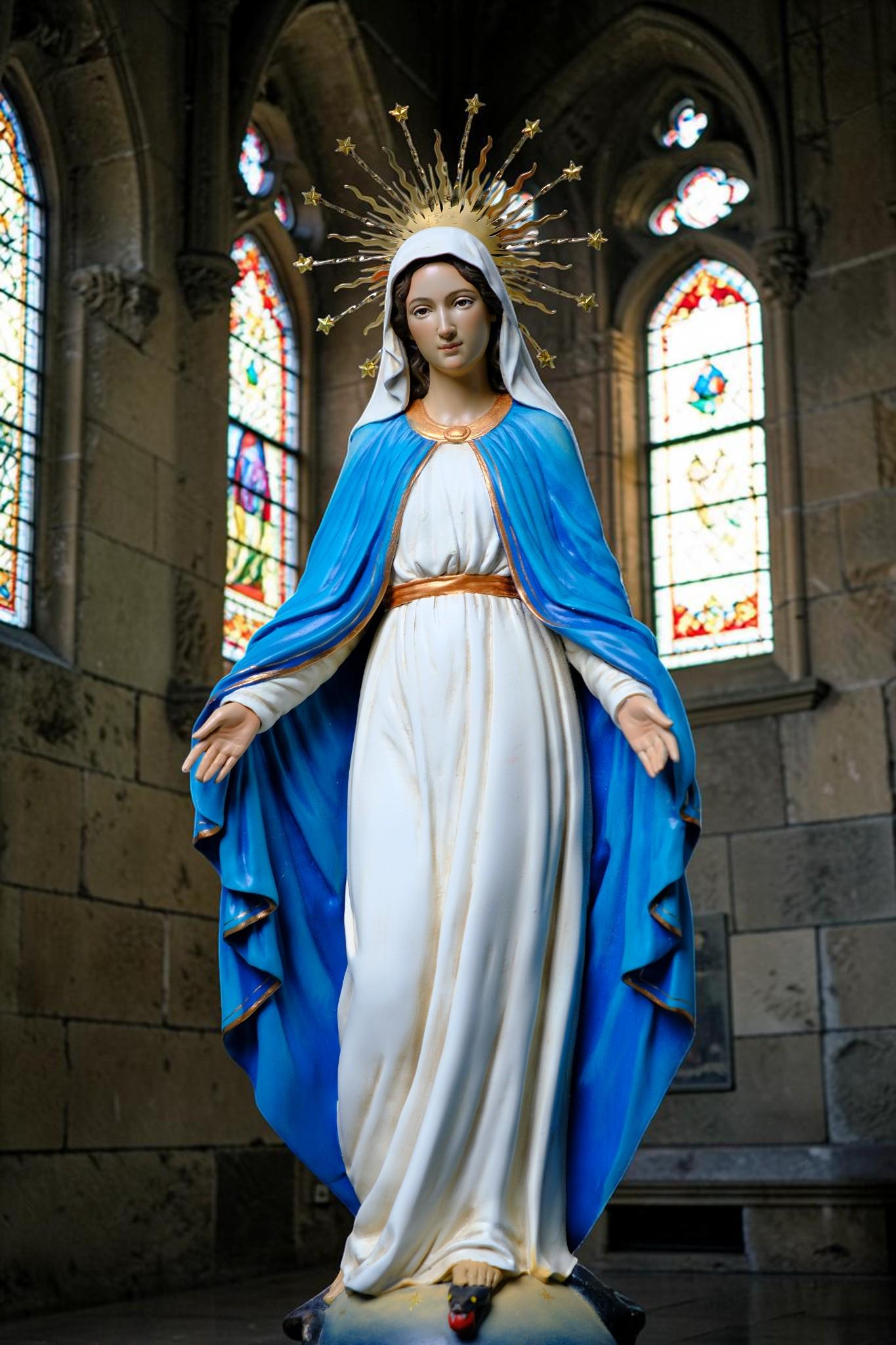 Our Lady of Grace Statue  Catholic Virgin Mary Statue Religious Home Altar Decor Prayer Figurine Catholic Gift Handmade __etsy:8052314300