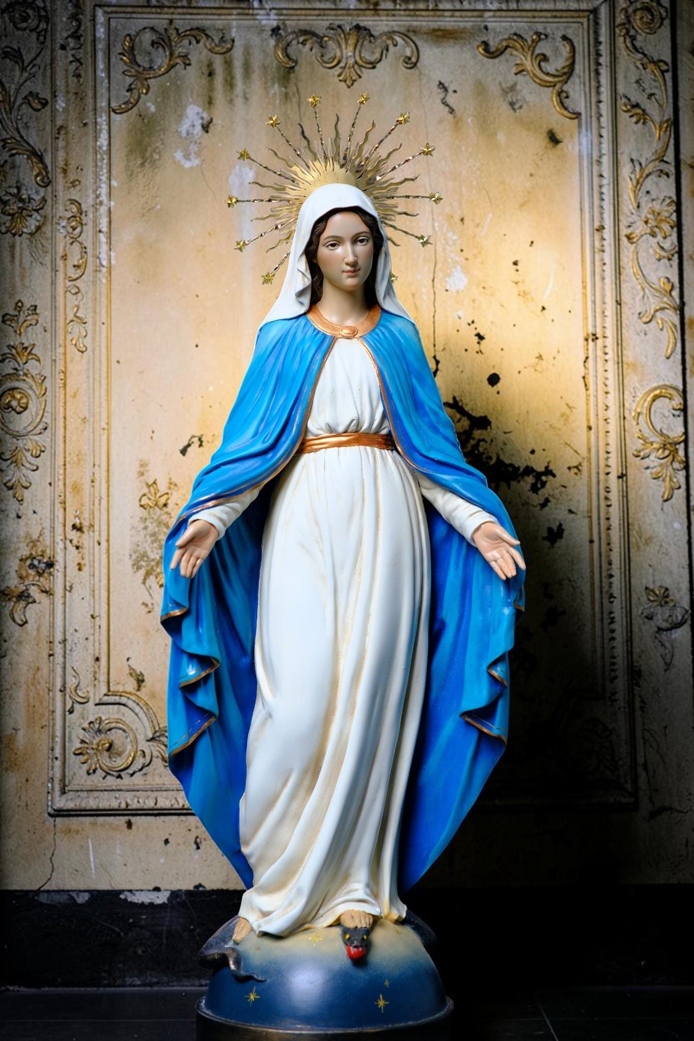 Our Lady of Grace Statue  Catholic Virgin Mary Statue Religious Home Altar Decor Prayer Figurine Catholic Gift Handmade __etsy:8052314314