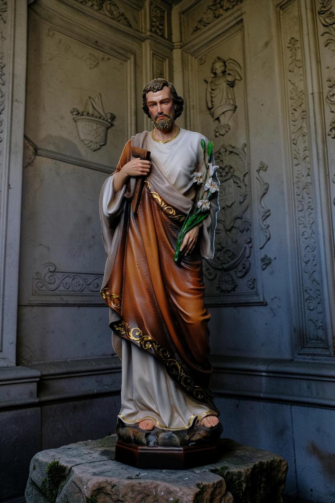 Saint Joseph Statue with Lily 53cm Catholic Saint Joseph Figurine Religious Home Altar Decor Christian Gift Prayer Statue __etsy:8056525674