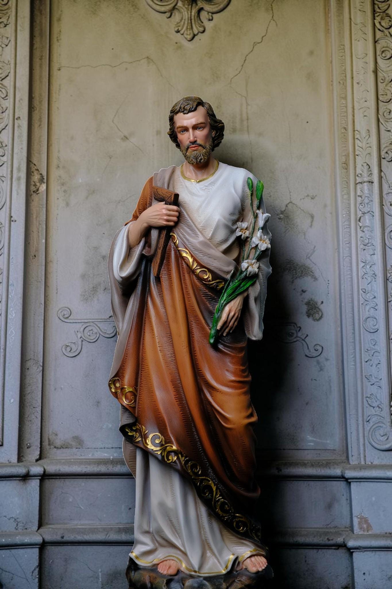 Saint Joseph Statue with Lily 53cm Catholic Saint Joseph Figurine Religious Home Altar Decor Christian Gift Prayer Statue __etsy:8056525678