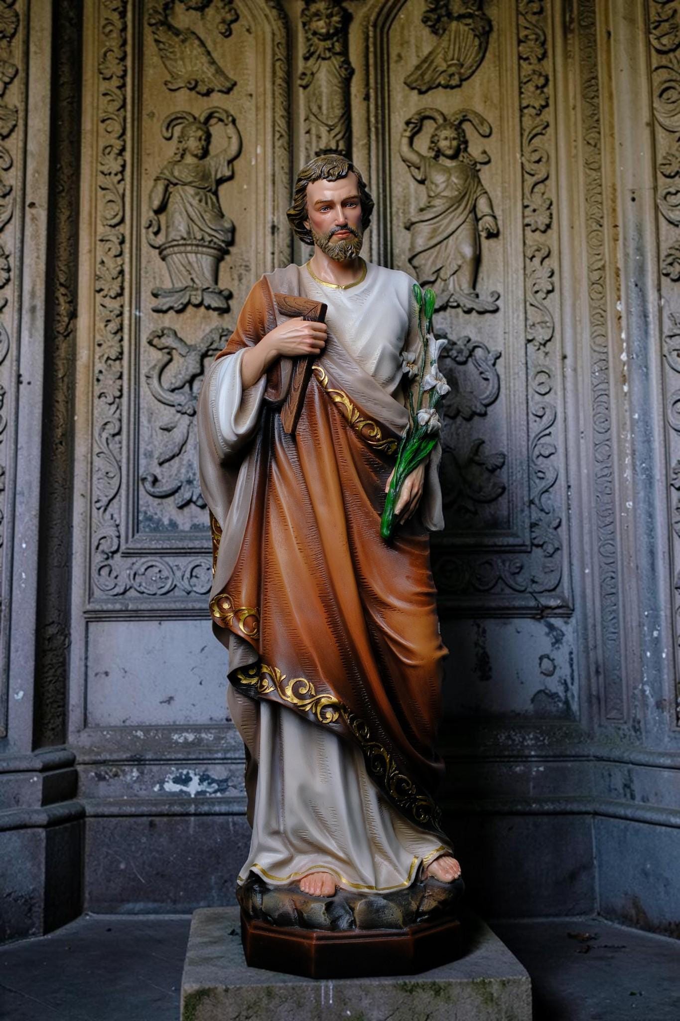 Saint Joseph Statue with Lily 53cm Catholic Saint Joseph Figurine Religious Home Altar Decor Christian Gift Prayer Statue __etsy:8056533236