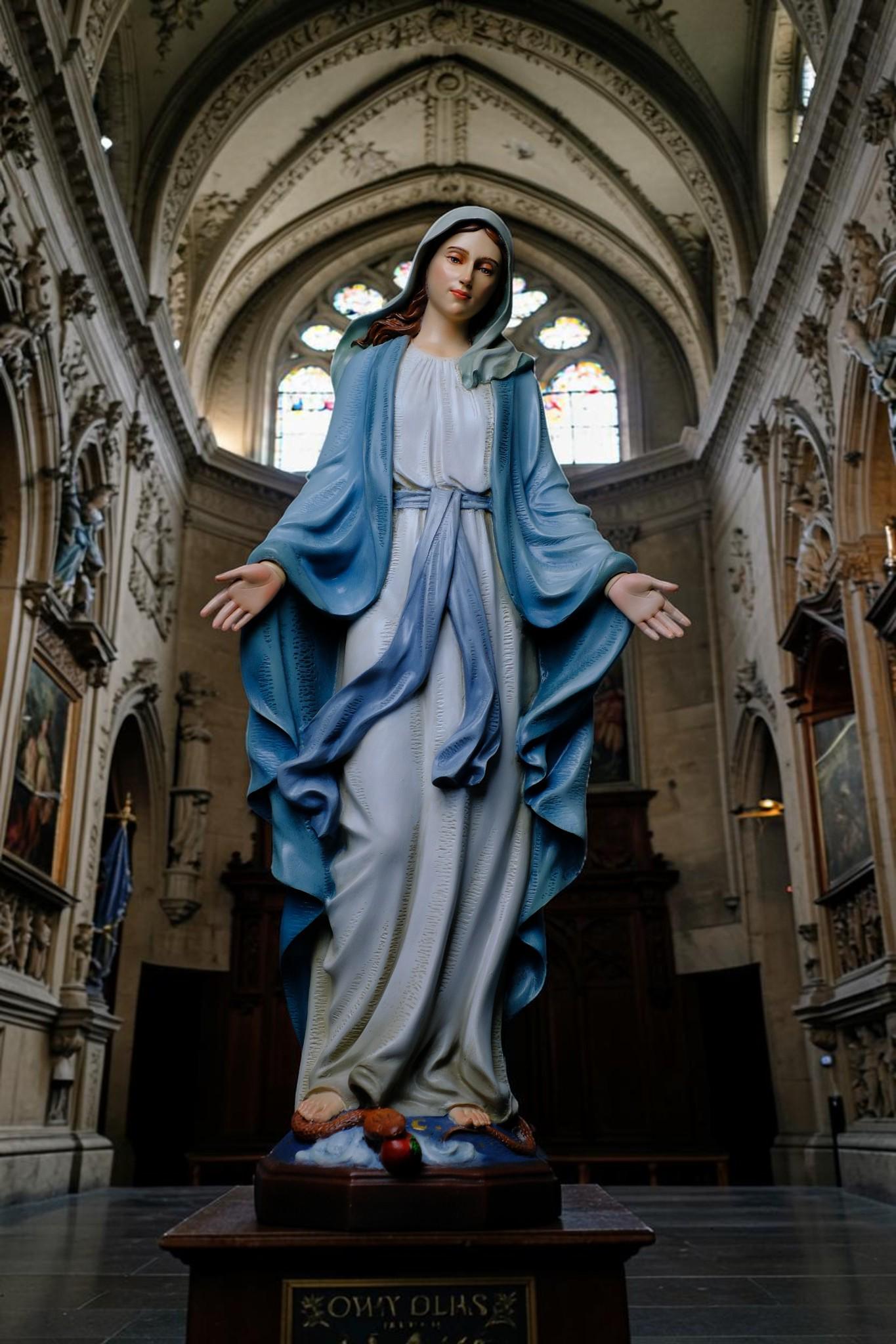 Our Lady of Grace Statue, Hand-Painted Virgin Mary Religious Decor (53cm) __etsy:8058336684