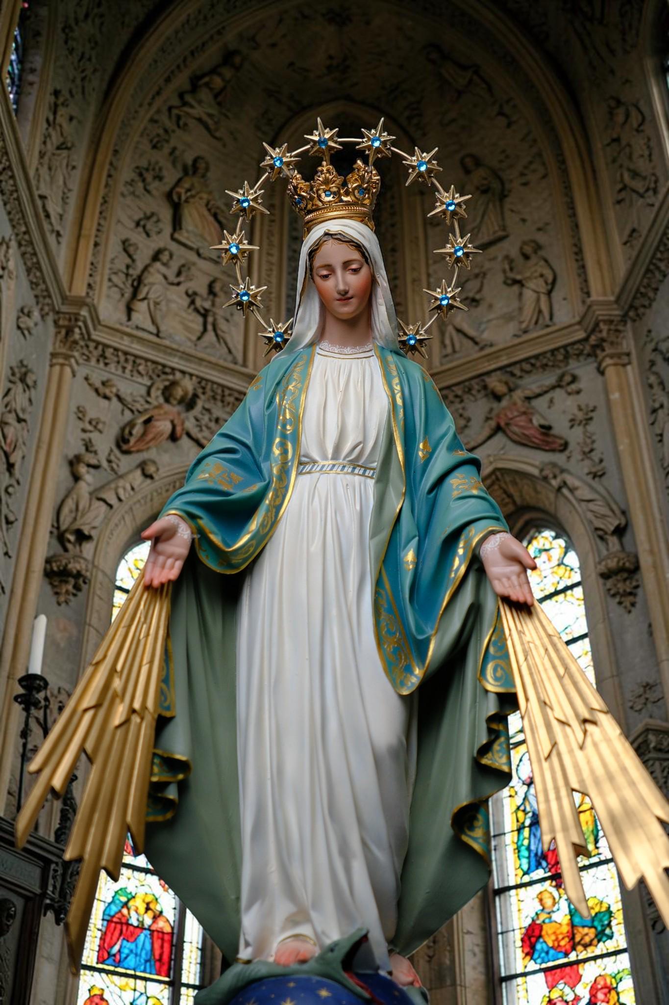 Handcrafted Our Lady of Grace Statue: Crown, Halo, Rays – Catholic Home Altar Decor __etsy:8060198282
