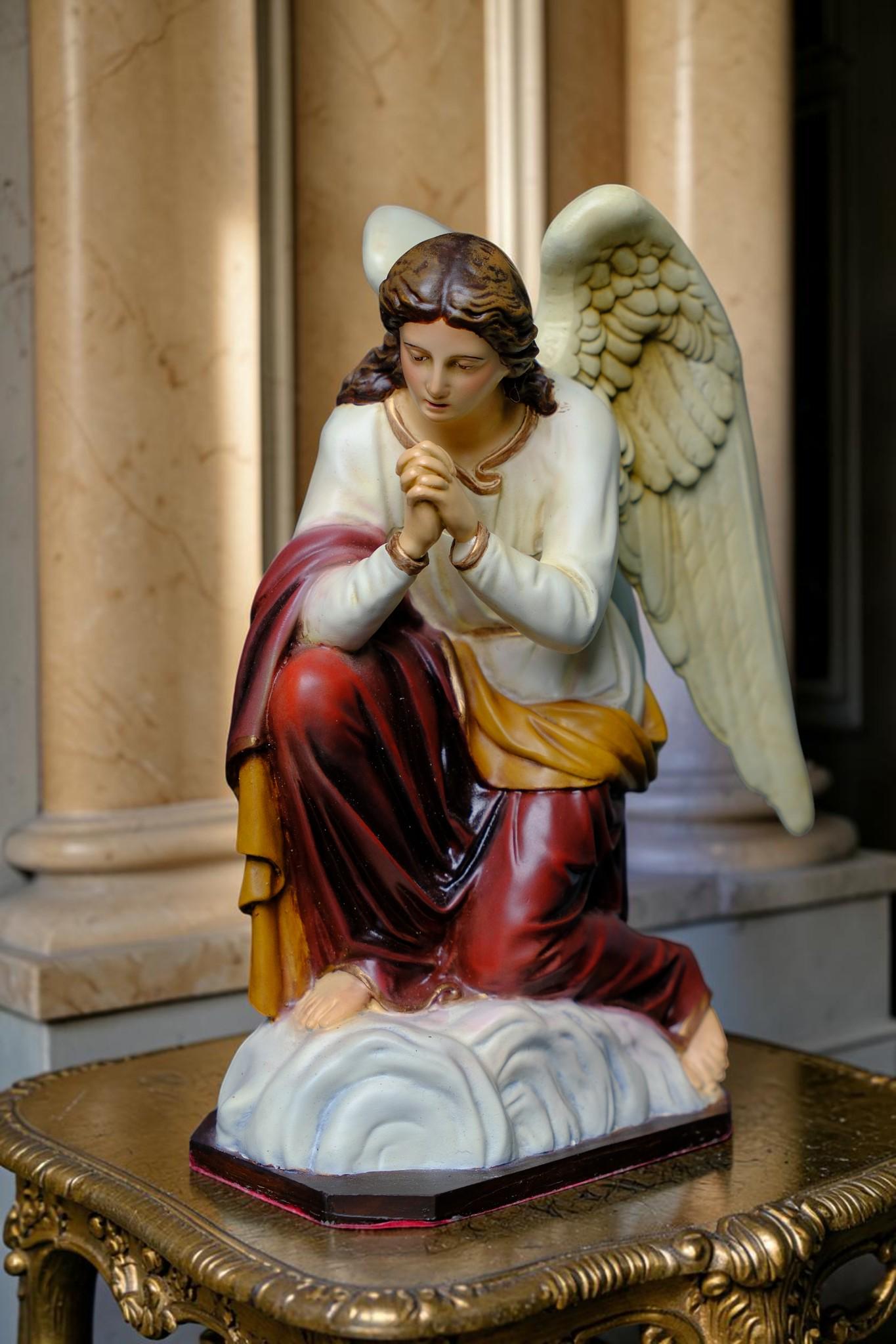 Handcrafted Kneeling Angel Statues Pair: Antique-Style Prayer Altar Decor __etsy:8062126540