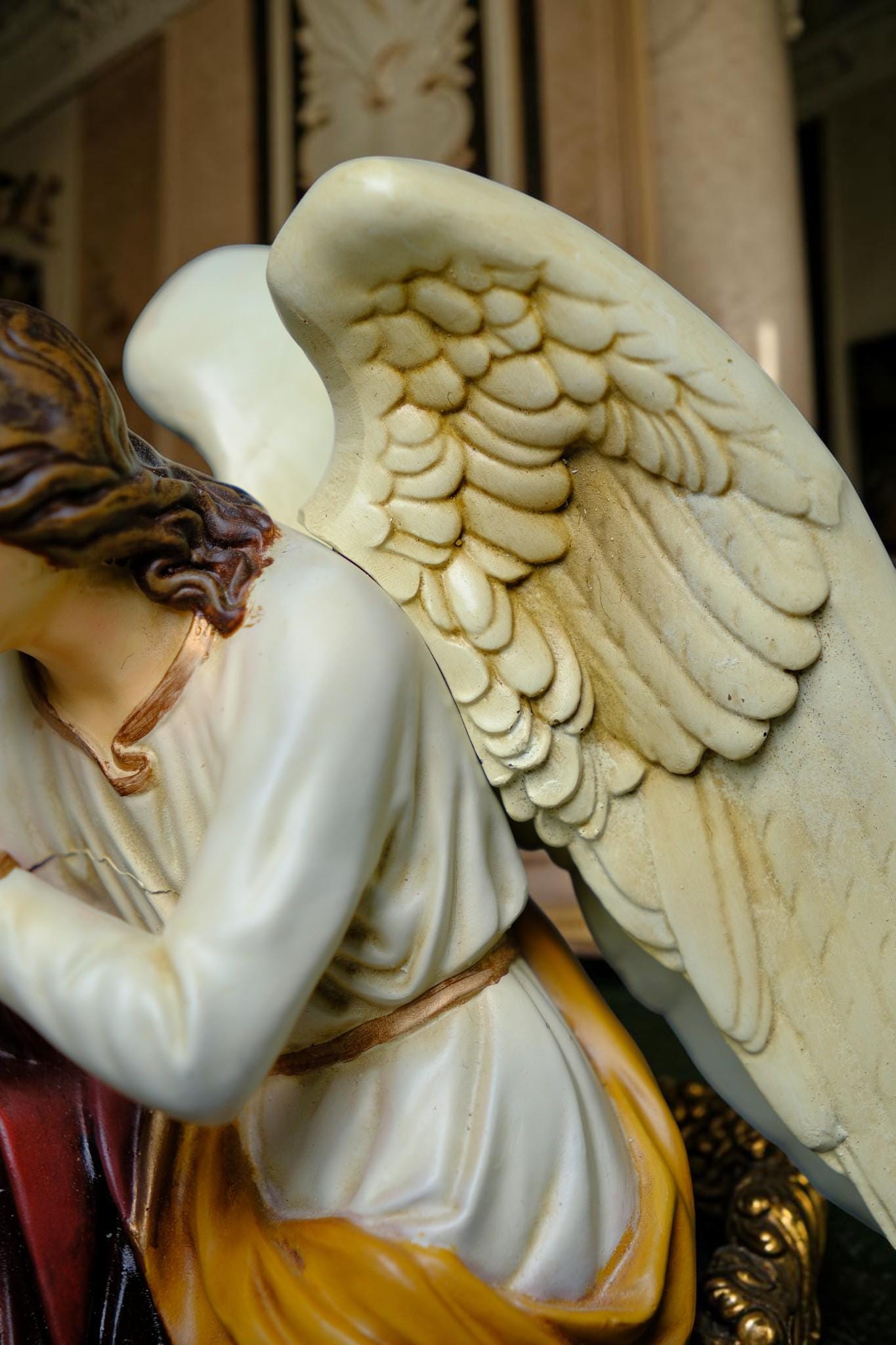 Handcrafted Kneeling Angel Statues Pair: Antique-Style Prayer Altar Decor __etsy:8062126574