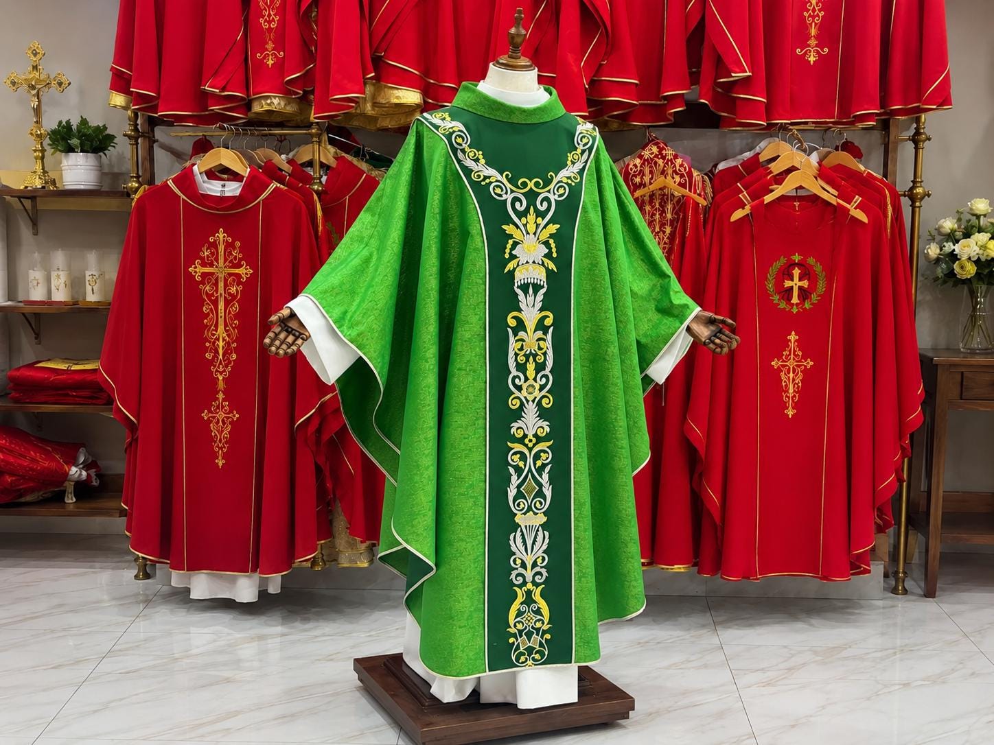 Catholic Chasuble Custom Priest Vestment Handmade Embroidered Liturgical Church Mass Vestment Clergy Robe Gift All Colors (etsy image id: 8069916463)