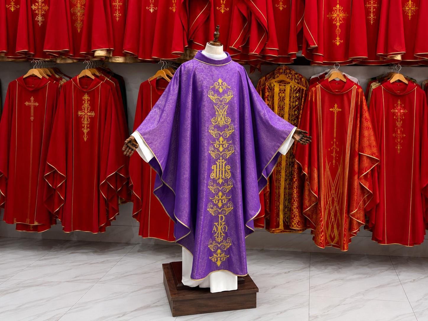 Catholic Chasuble Custom Priest Vestment Handmade Embroidered Liturgical Chasuble Church Mass Robe Clergy Gift All Colors (etsy image id: 8069953567)