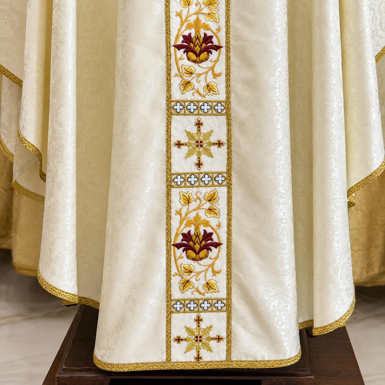 White Gold Embroidered Catholic Chasuble: Custom Handmade Liturgical Vestment (etsy image id: 8071176789)
