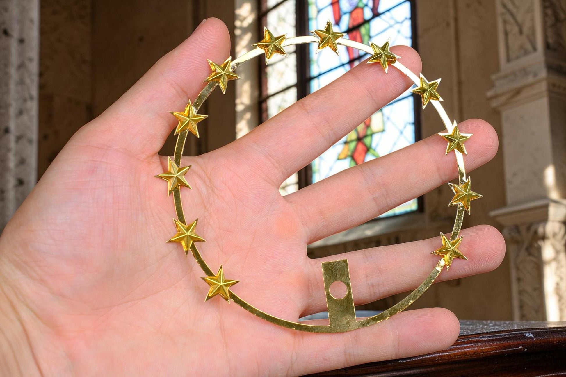 12 Star Halo for Catholic Statues, Gold Plated Brass Halo, Virgin Mary Statue Halo, Replacement Halo for Religious Statues __etsy:8096670016
