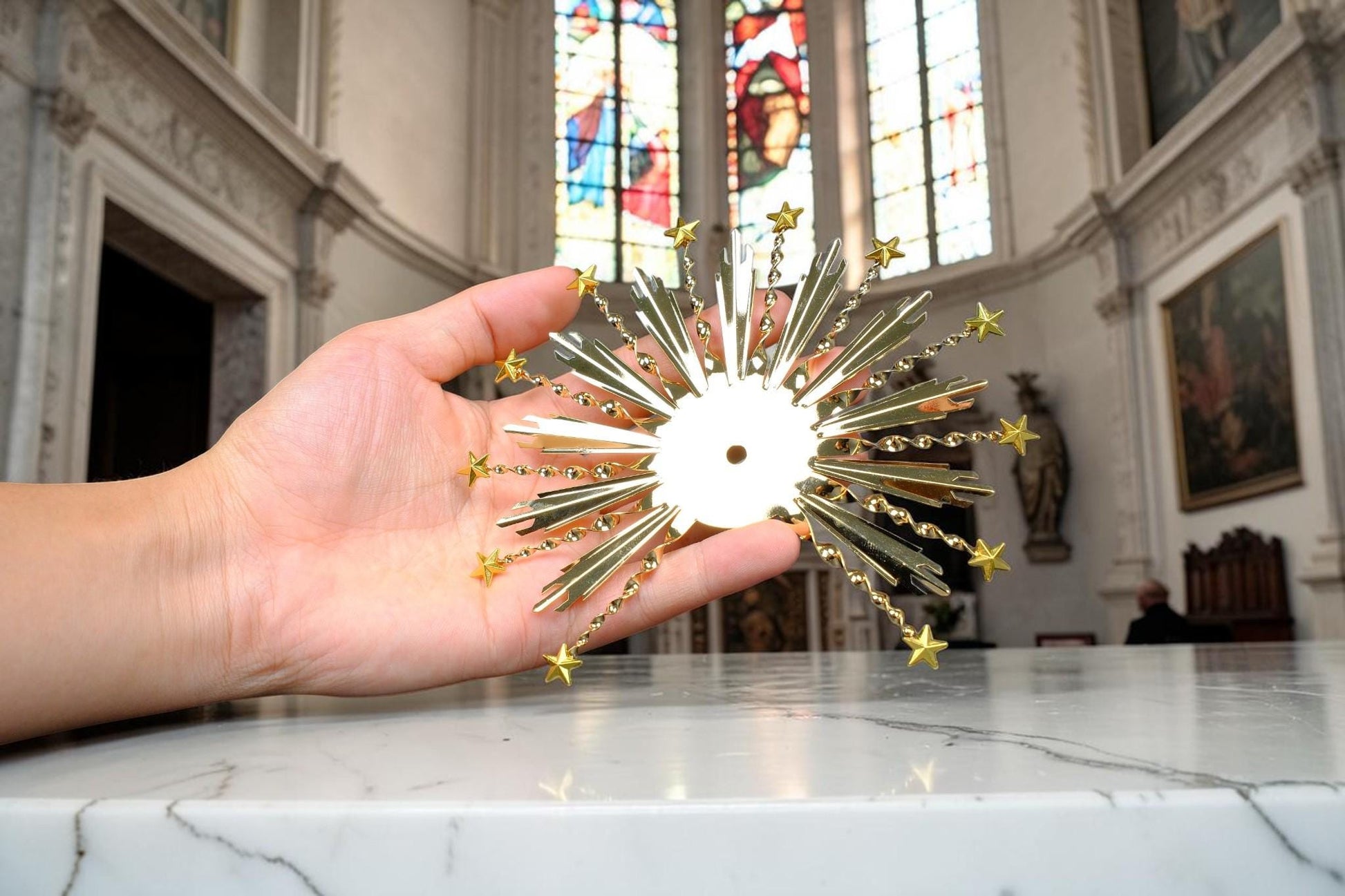 12 Star Halo for Catholic Statues, Gold Plated Brass Halo, Virgin Mary Statue Halo, Replacement Halo for Religious Statues __etsy:8096670986