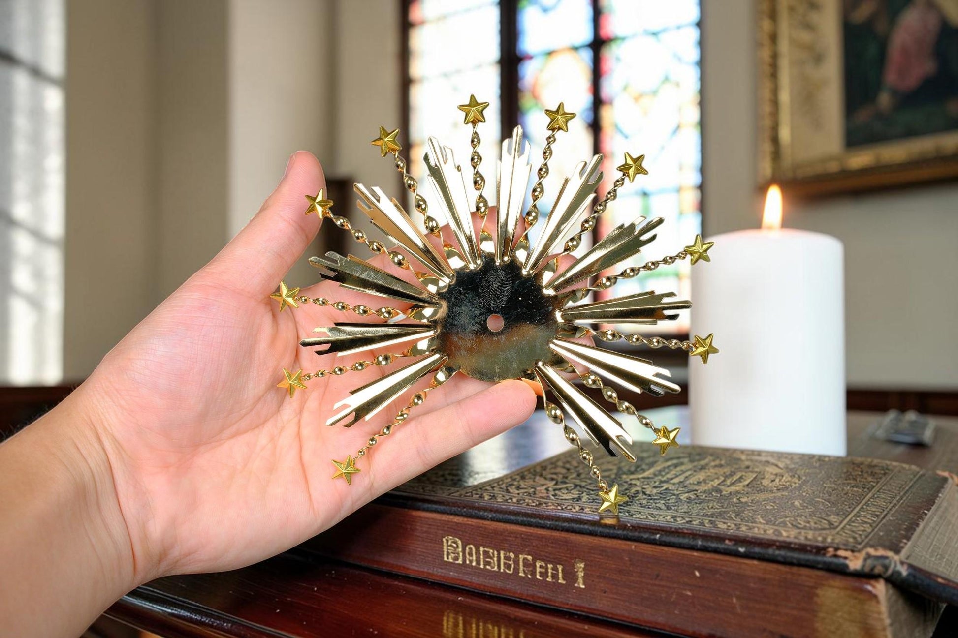 12 Star Halo for Catholic Statues, Gold Plated Brass Halo, Virgin Mary Statue Halo, Replacement Halo for Religious Statues __etsy:8096671002