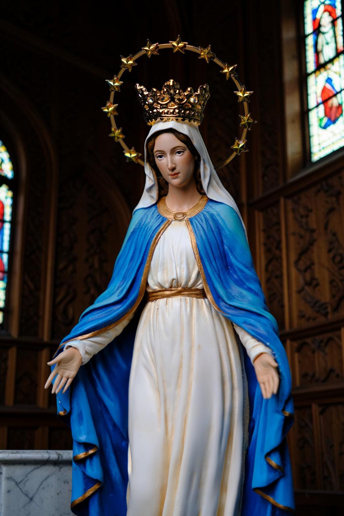 Our Lady of Grace Statue Catholic Virgin Mary Statue Religious Figurine Prayer Altar Decor Catholic Gift Home Decor __etsy:8097629609