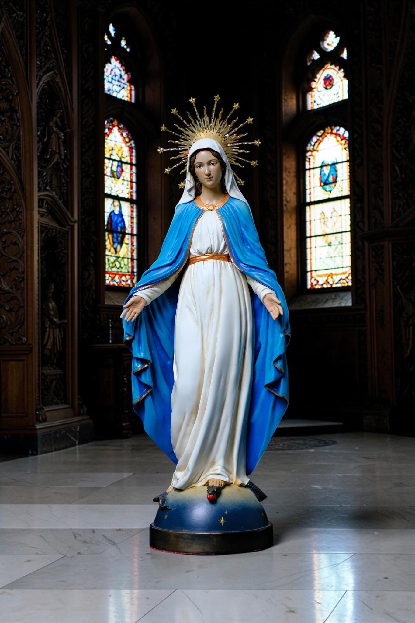 Our Lady of Grace Statue  Catholic Virgin Mary Statue Religious Home Altar Decor Prayer Figurine Catholic Gift Handmade __etsy:8100227491