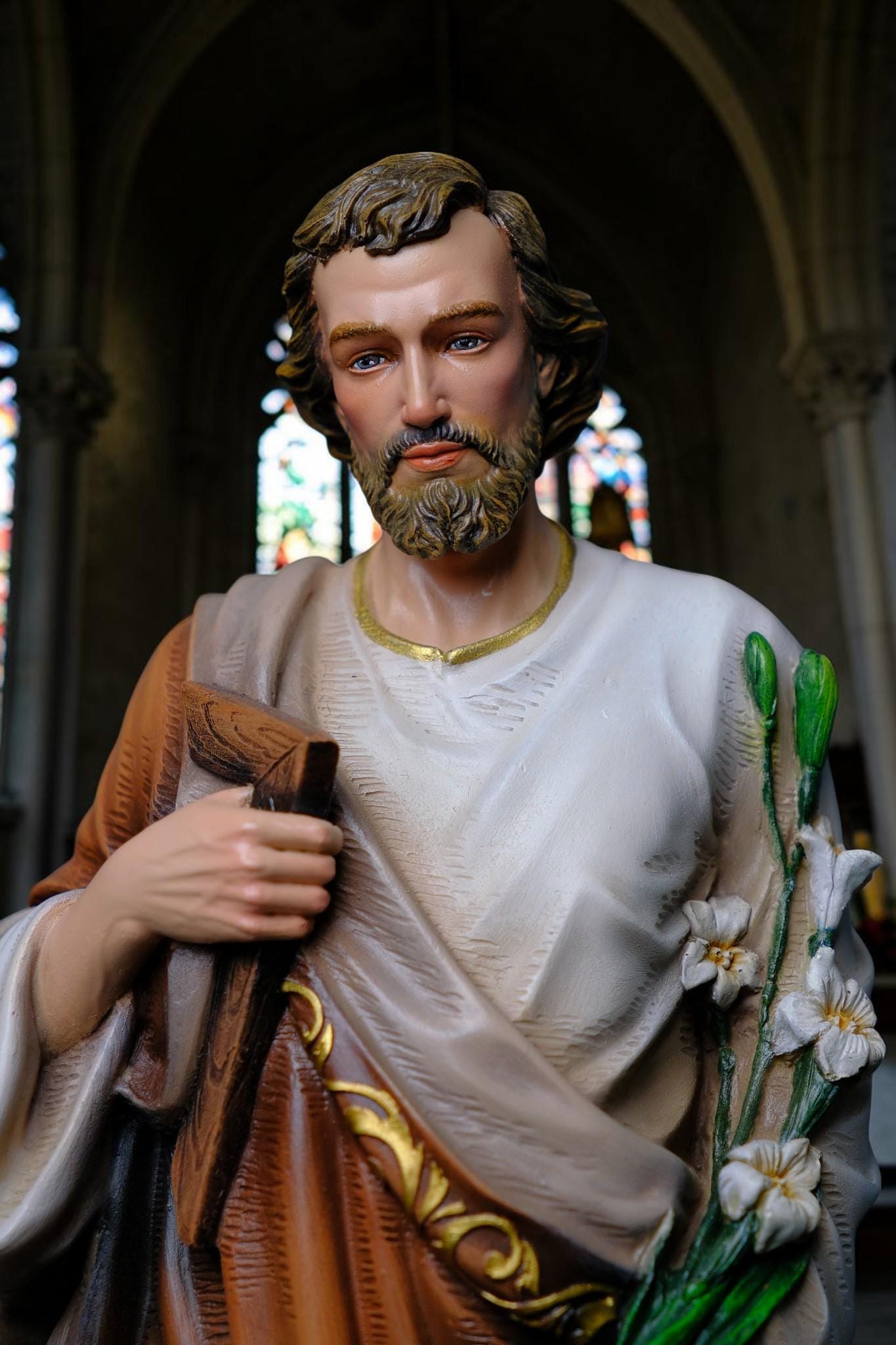 Saint Joseph Statue with Lily 53cm Catholic Saint Joseph Figurine Religious Home Altar Decor Christian Gift Prayer Statue __etsy:8104436983