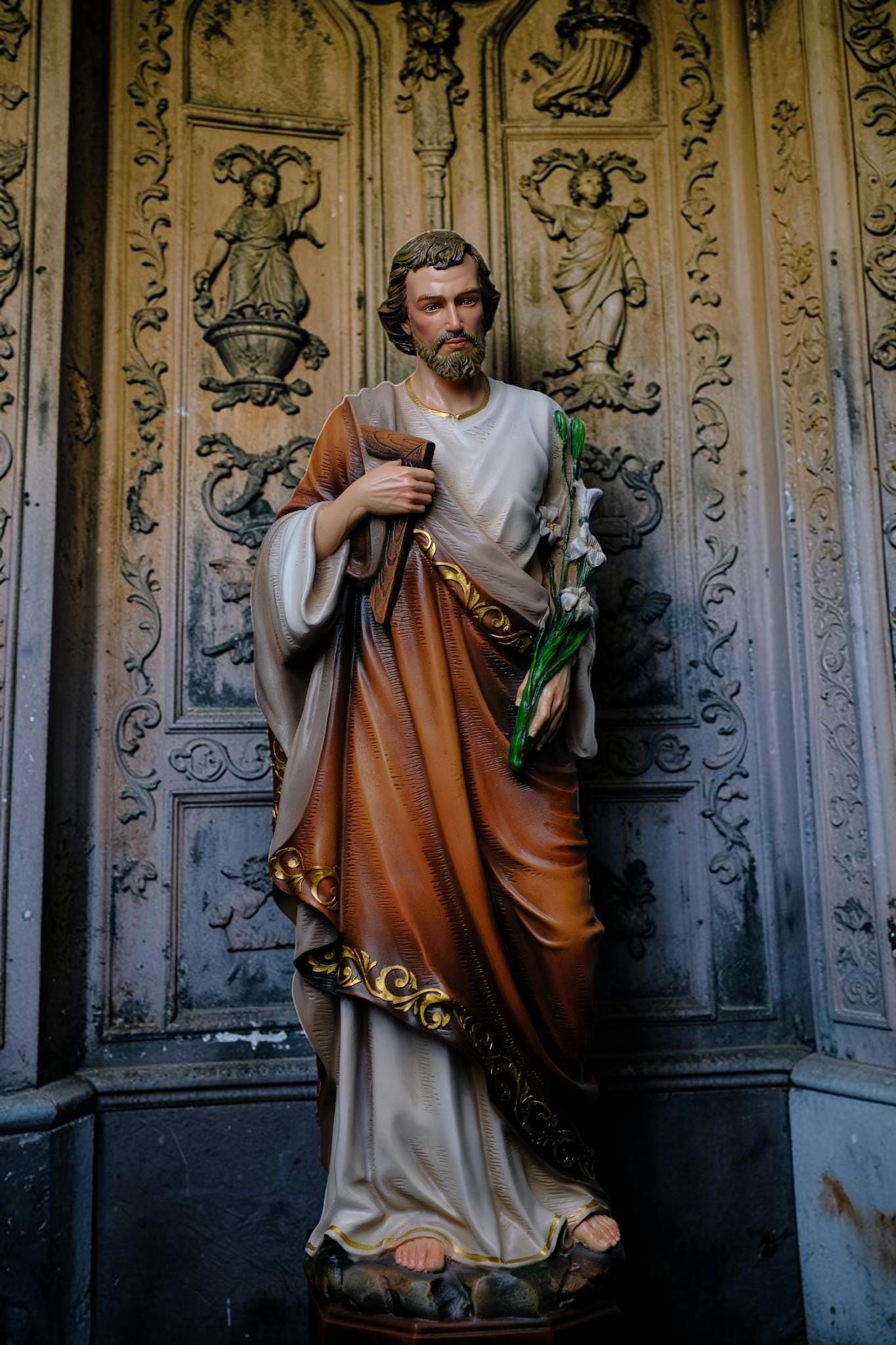 Saint Joseph Statue with Lily 53cm Catholic Saint Joseph Figurine Religious Home Altar Decor Christian Gift Prayer Statue __etsy:8104444483