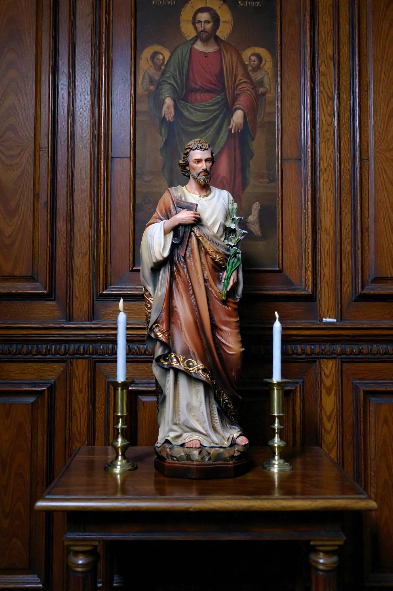 Saint Joseph Statue with Lily 53cm Catholic Saint Joseph Figurine Religious Home Altar Decor Christian Gift Prayer Statue __etsy:8104445901