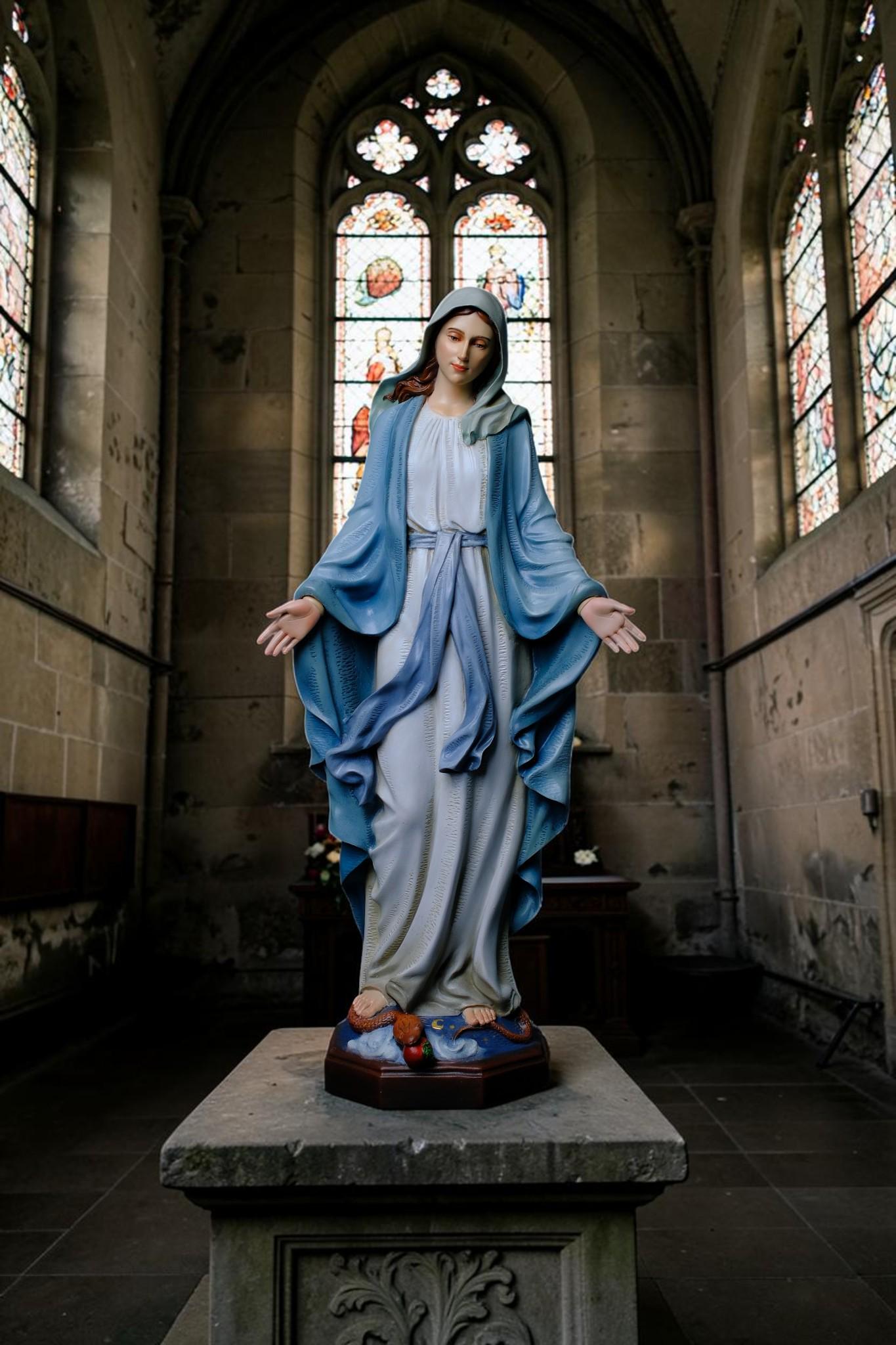 Our Lady of Grace Statue, Hand-Painted Virgin Mary Religious Decor (53cm) __etsy:8106251111