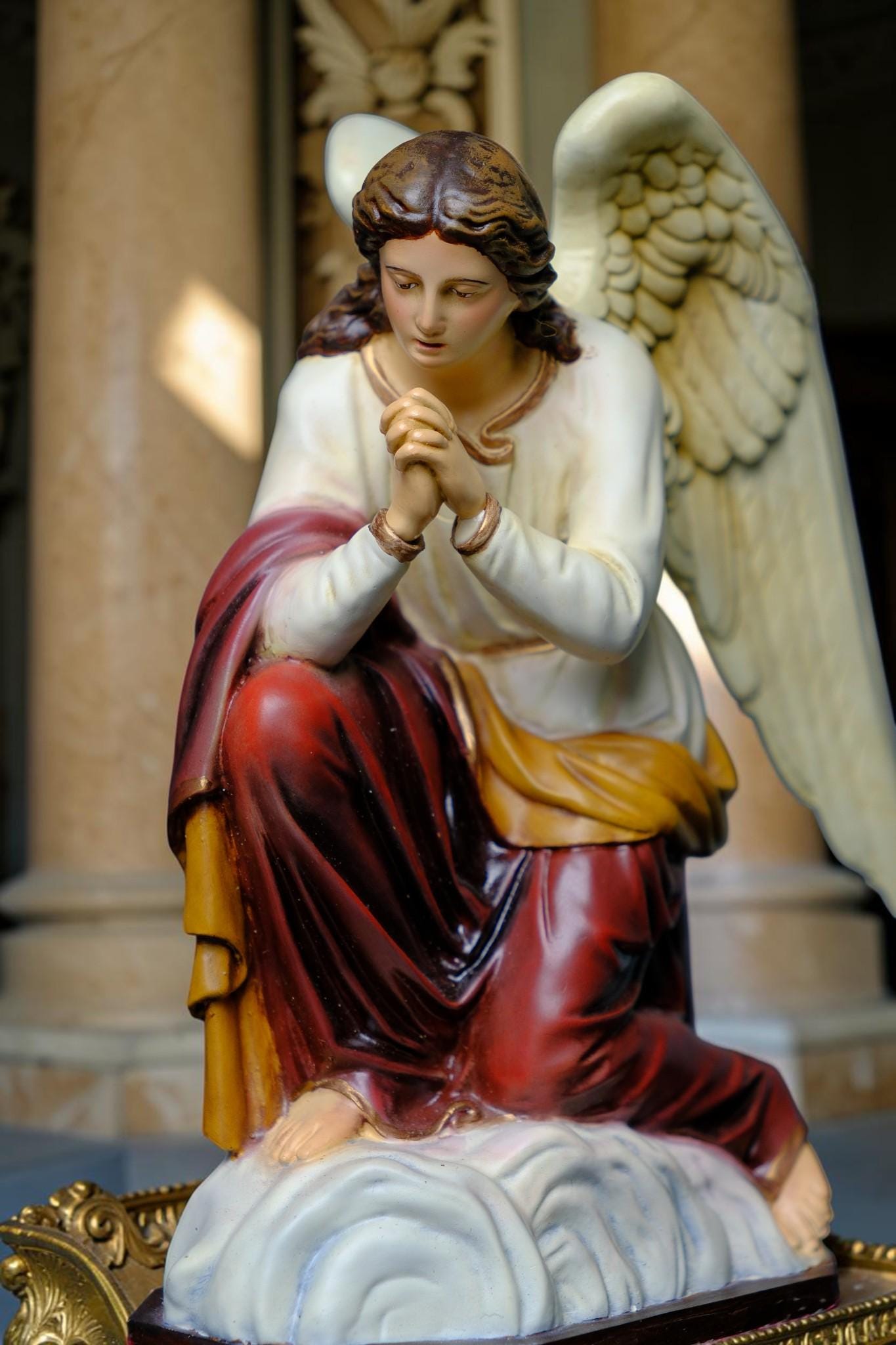 Handcrafted Kneeling Angel Statues Pair: Antique-Style Prayer Altar Decor __etsy:8110040789