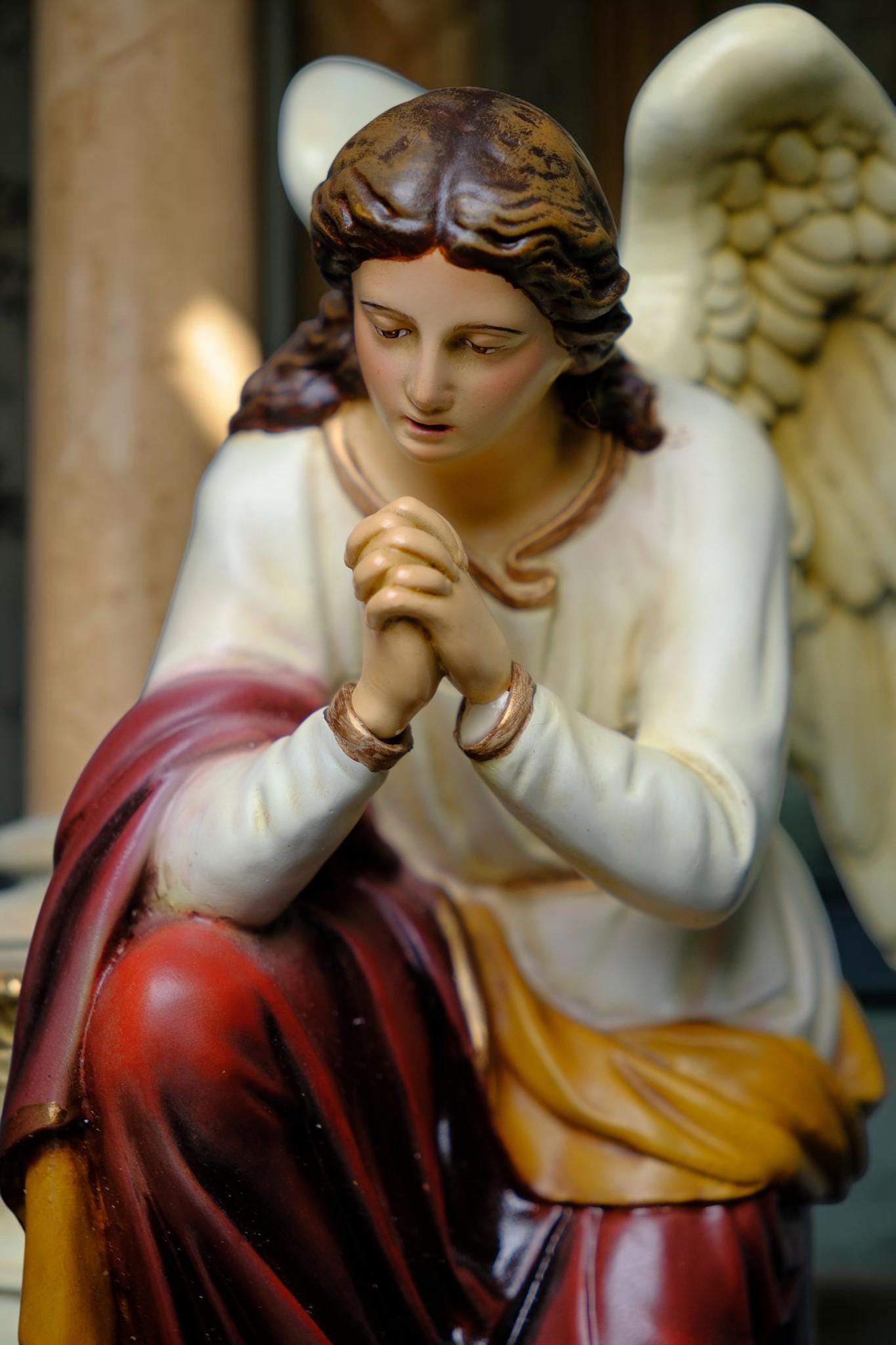 Handcrafted Kneeling Angel Statues Pair: Antique-Style Prayer Altar Decor __etsy:8110040817