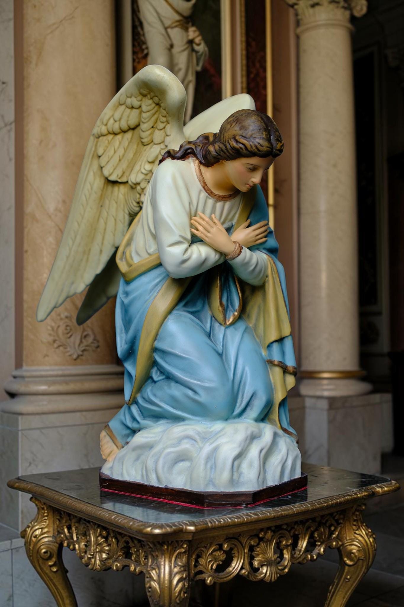 Handcrafted Kneeling Angel Statues Pair: Antique-Style Prayer Altar Decor __etsy:8110040825