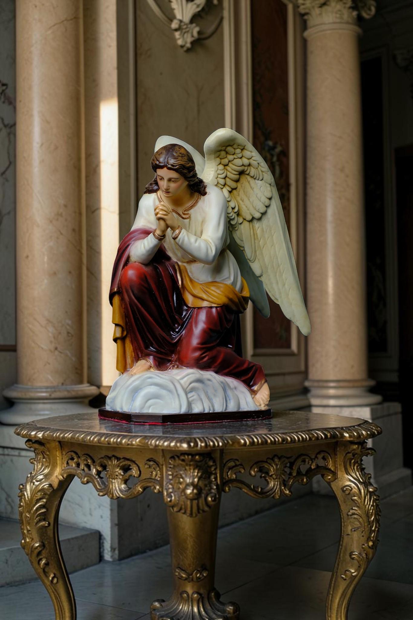Handcrafted Kneeling Angel Statues Pair: Antique-Style Prayer Altar Decor __etsy:8110040845
