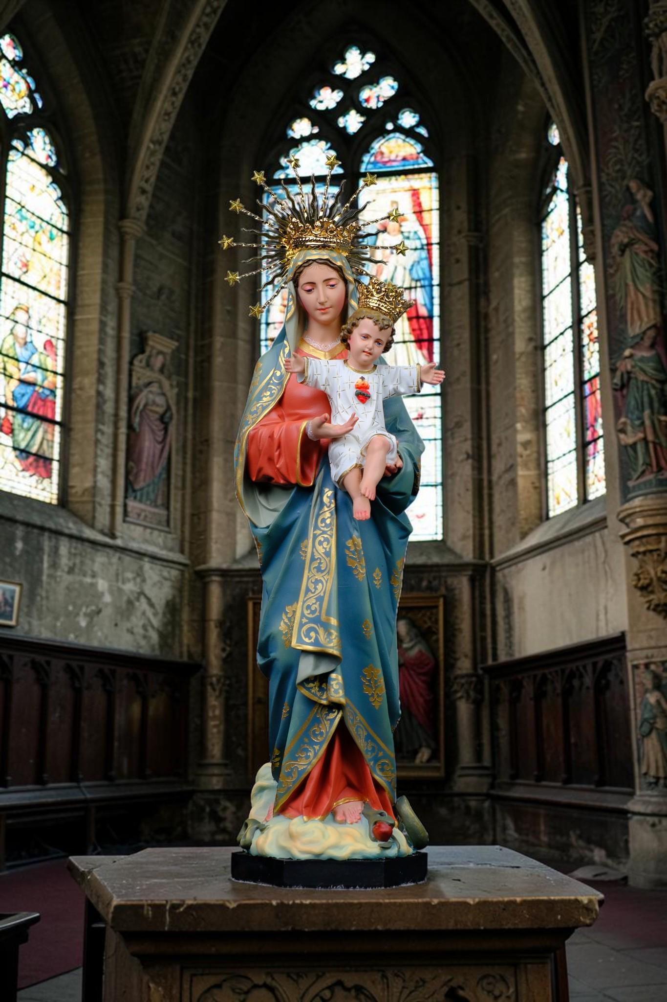 Hand-Painted Mother of God Statue | Catholic Home Altar Decor, 16.5" __etsy:8116527942