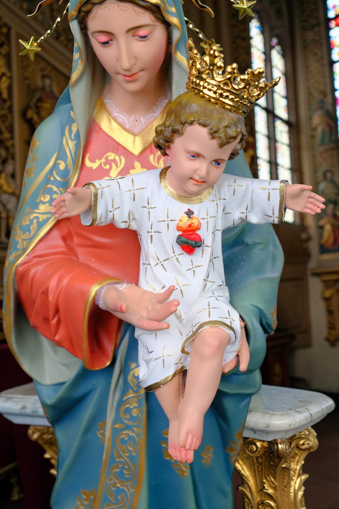 Our Lady Mother of God Statue 40cm Virgin Mary with Child Jesus Catholic Statue Religious Decor Catholic Gift Home Altar Decor __etsy:8116584360