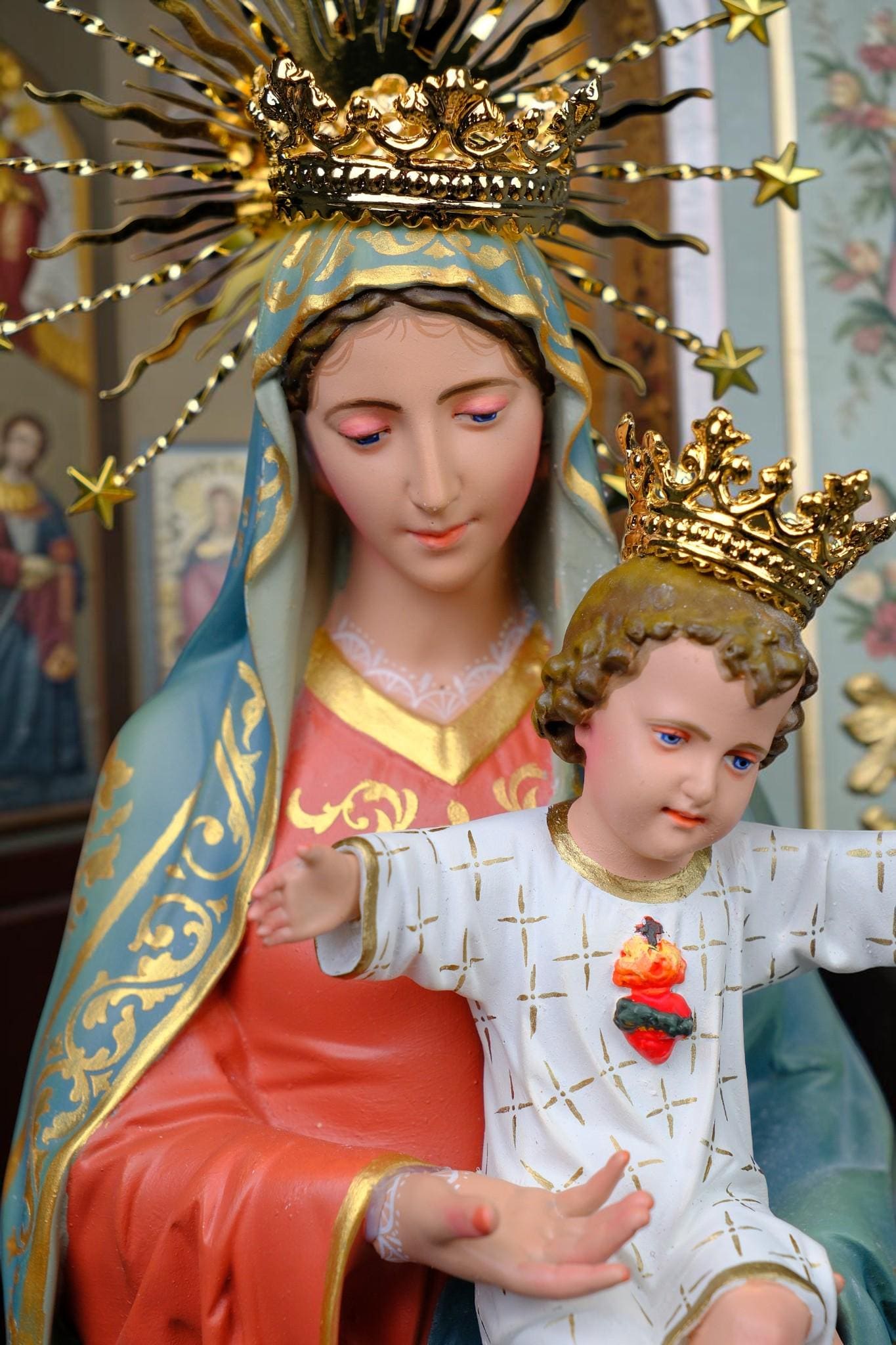 Our Lady Mother of God Statue 40cm Virgin Mary with Child Jesus Catholic Statue Religious Decor Catholic Gift Home Altar Decor __etsy:8116584388