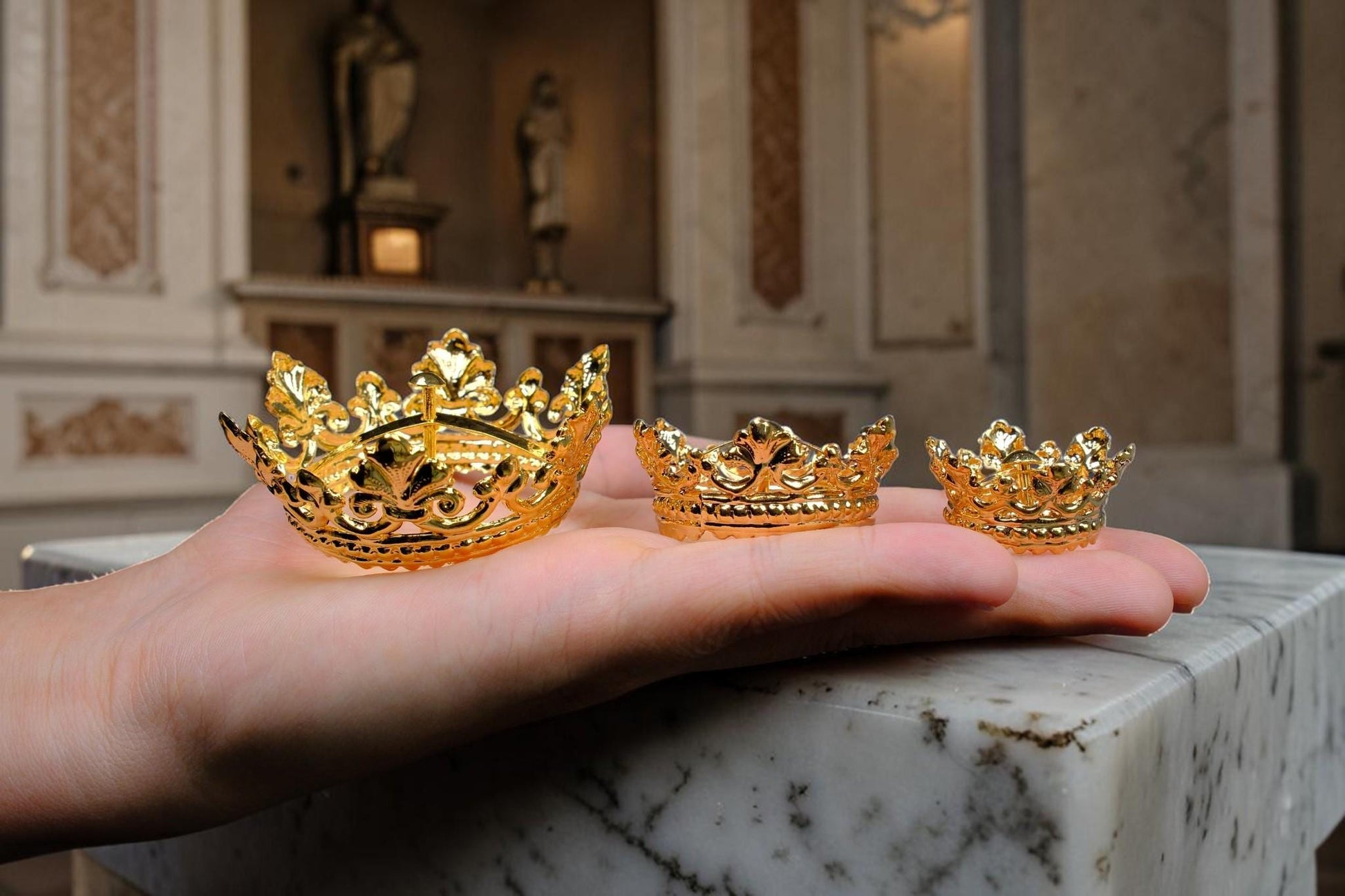 Gold Plated Brass Crown for Catholic Statues, Religious Statue Replacement Headwear __etsy:8127291008