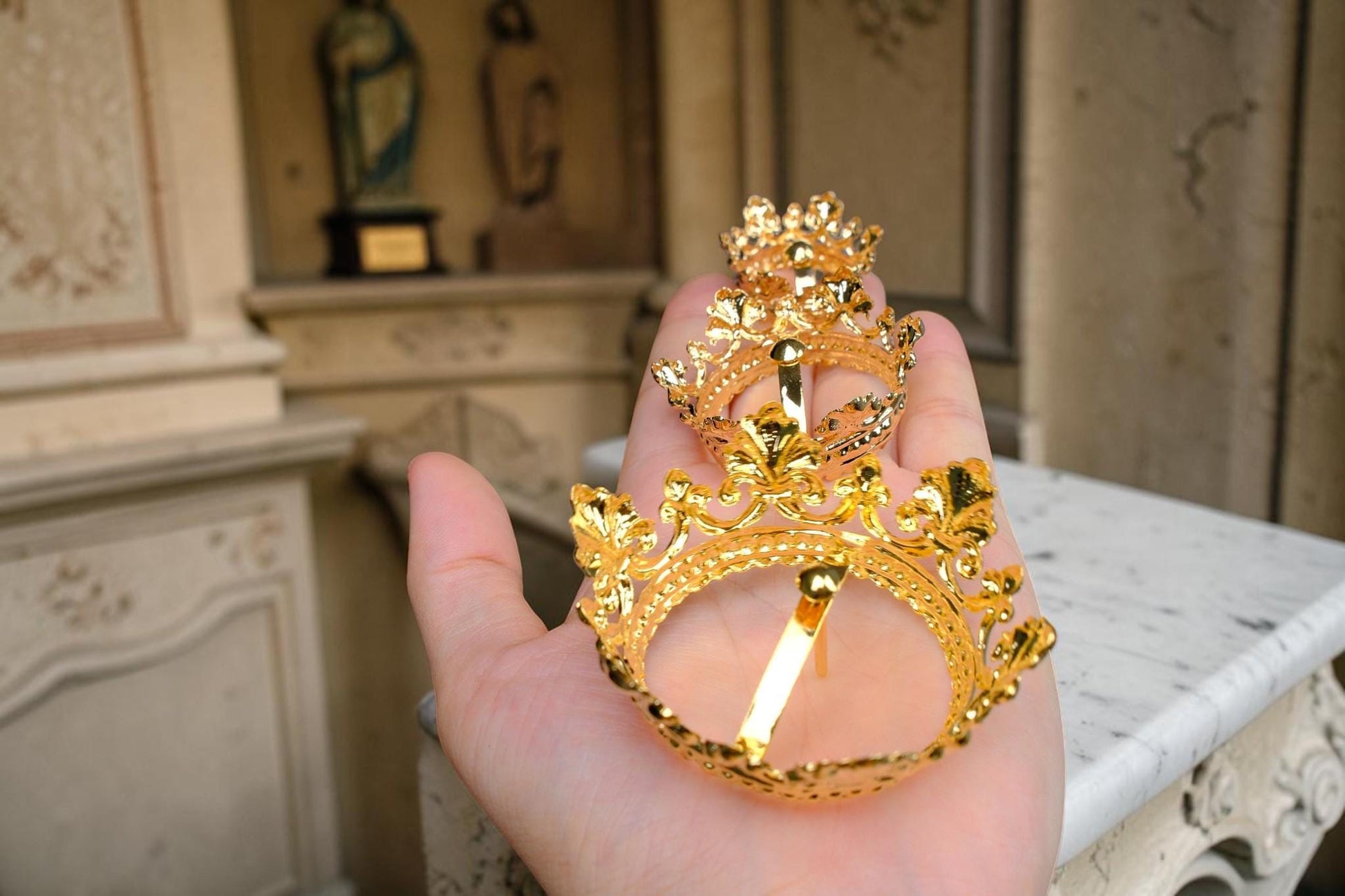 Gold Plated Brass Crown for Catholic Statues, Religious Statue Replacement Headwear __etsy:8127293086