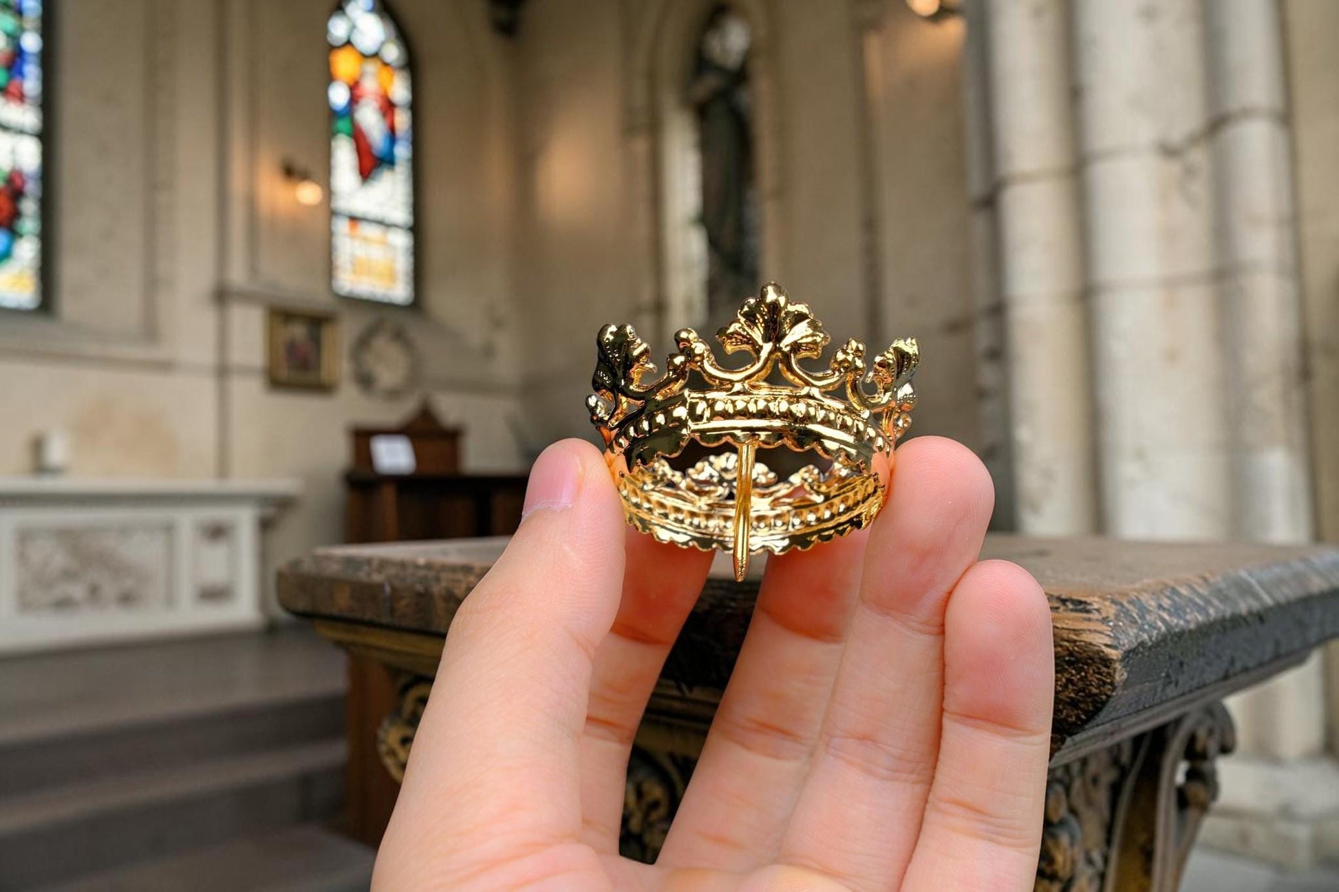 Gold Plated Brass Crown for Catholic Statues, Religious Statue Replacement Headwear __etsy:8127298626