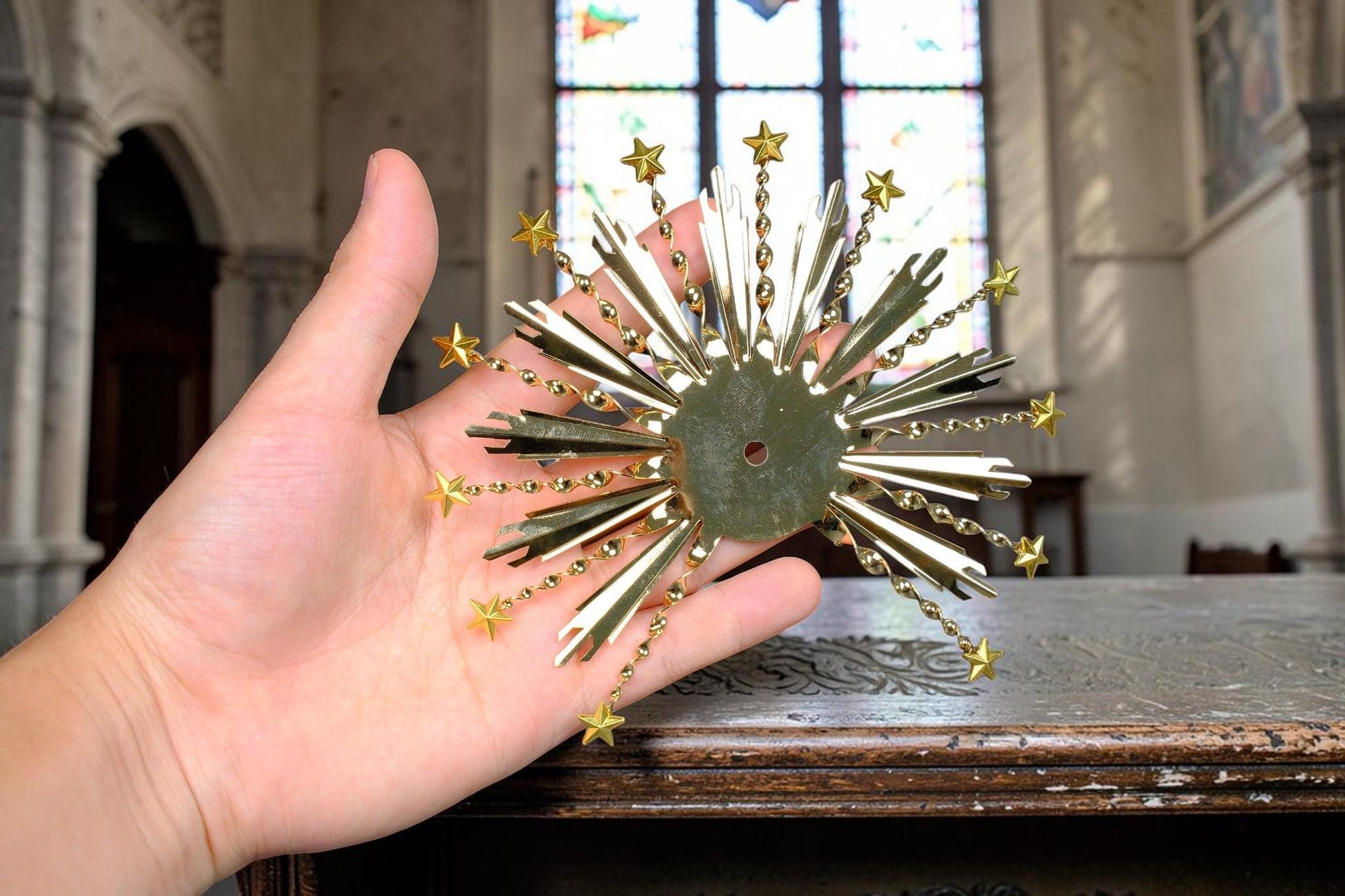 12 Star Halo for Catholic Statues, Gold Plated Brass Halo, Virgin Mary Statue Halo, Replacement Halo for Religious Statues __etsy:8144578283