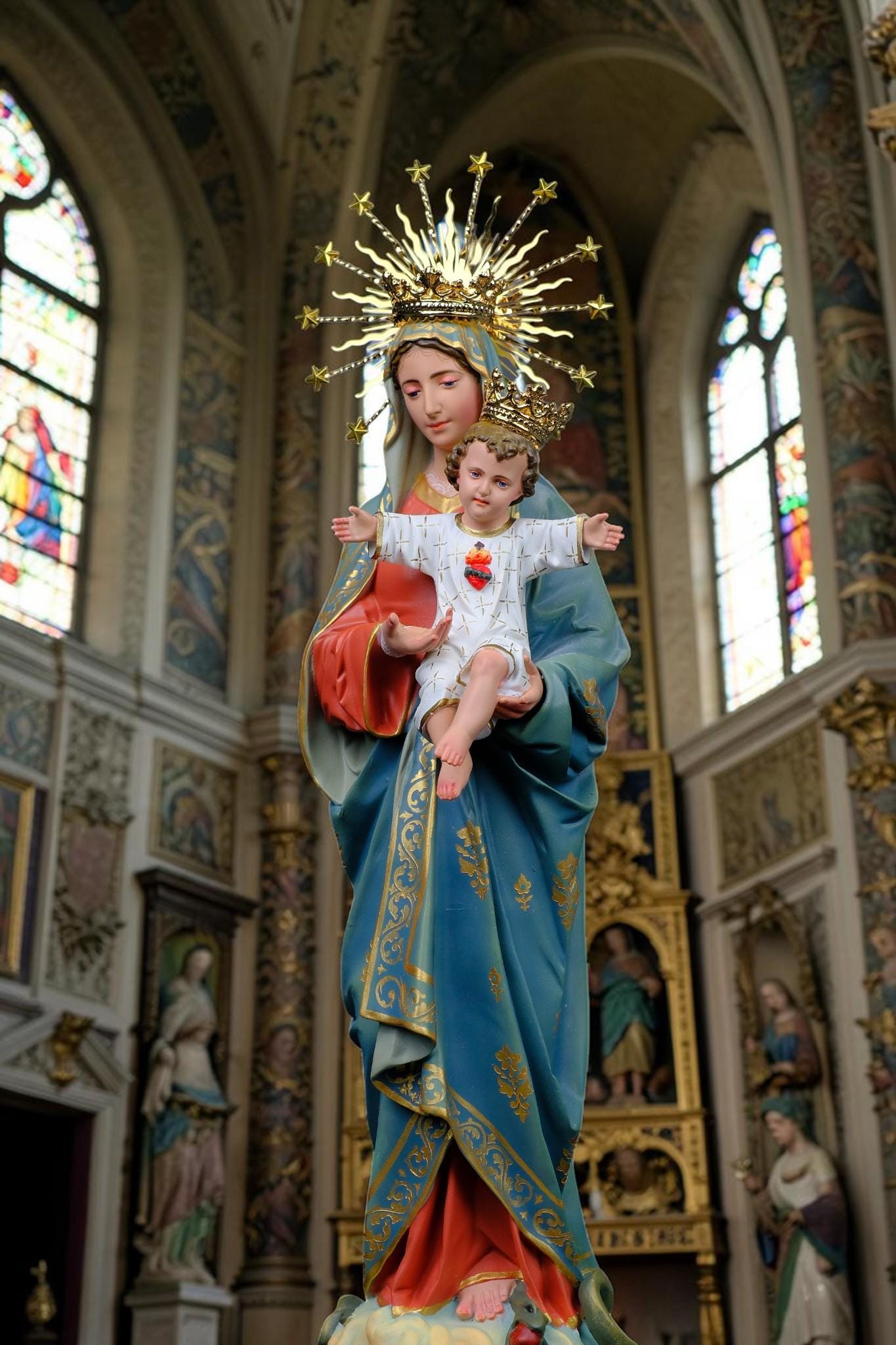 Our Lady Mother of God Statue 40cm Virgin Mary with Child Jesus Catholic Statue Religious Decor Catholic Gift Home Altar Decor __etsy:8164489351