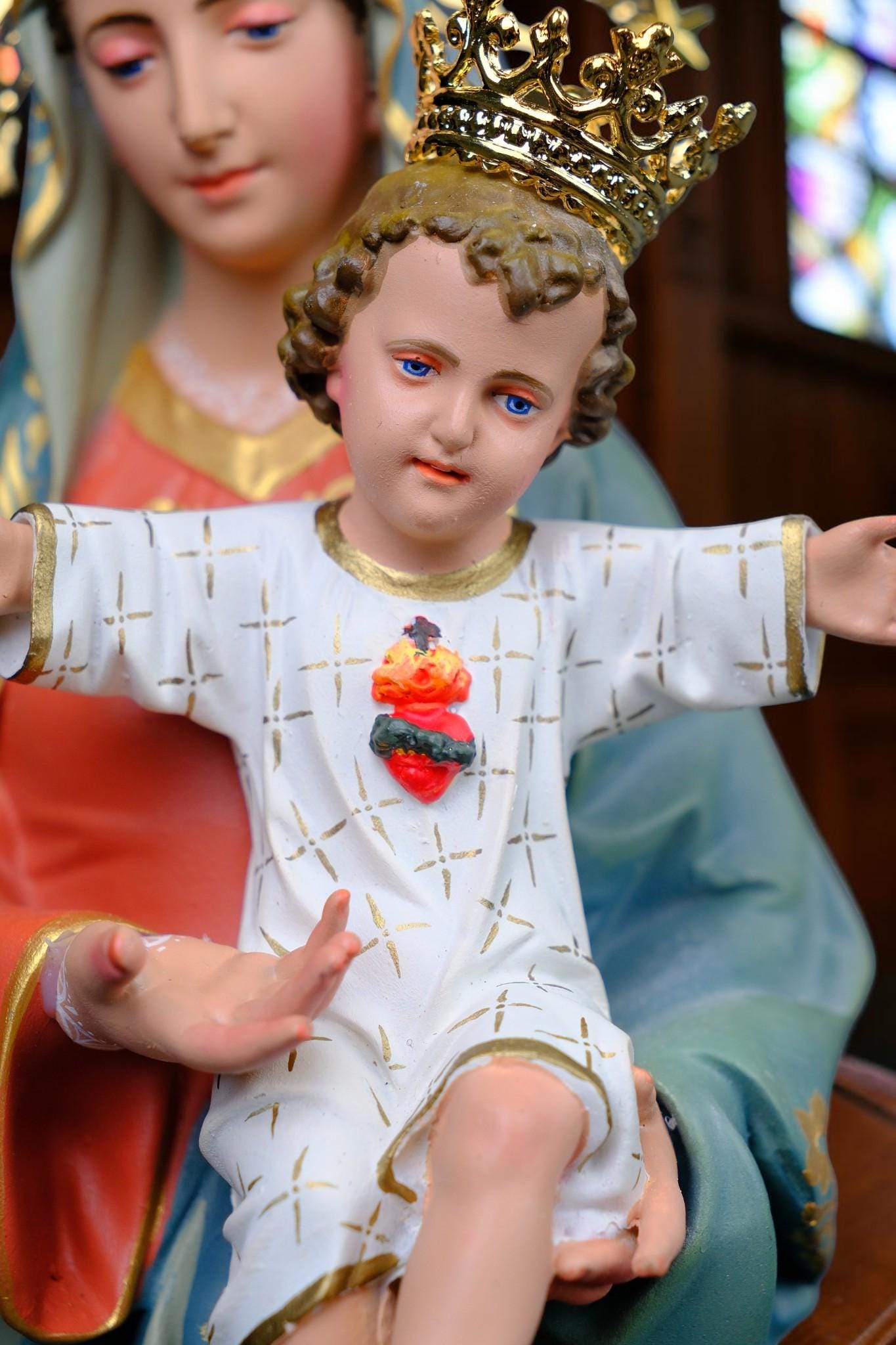 Our Lady Mother of God Statue 40cm Virgin Mary with Child Jesus Catholic Statue Religious Decor Catholic Gift Home Altar Decor __etsy:8164491177