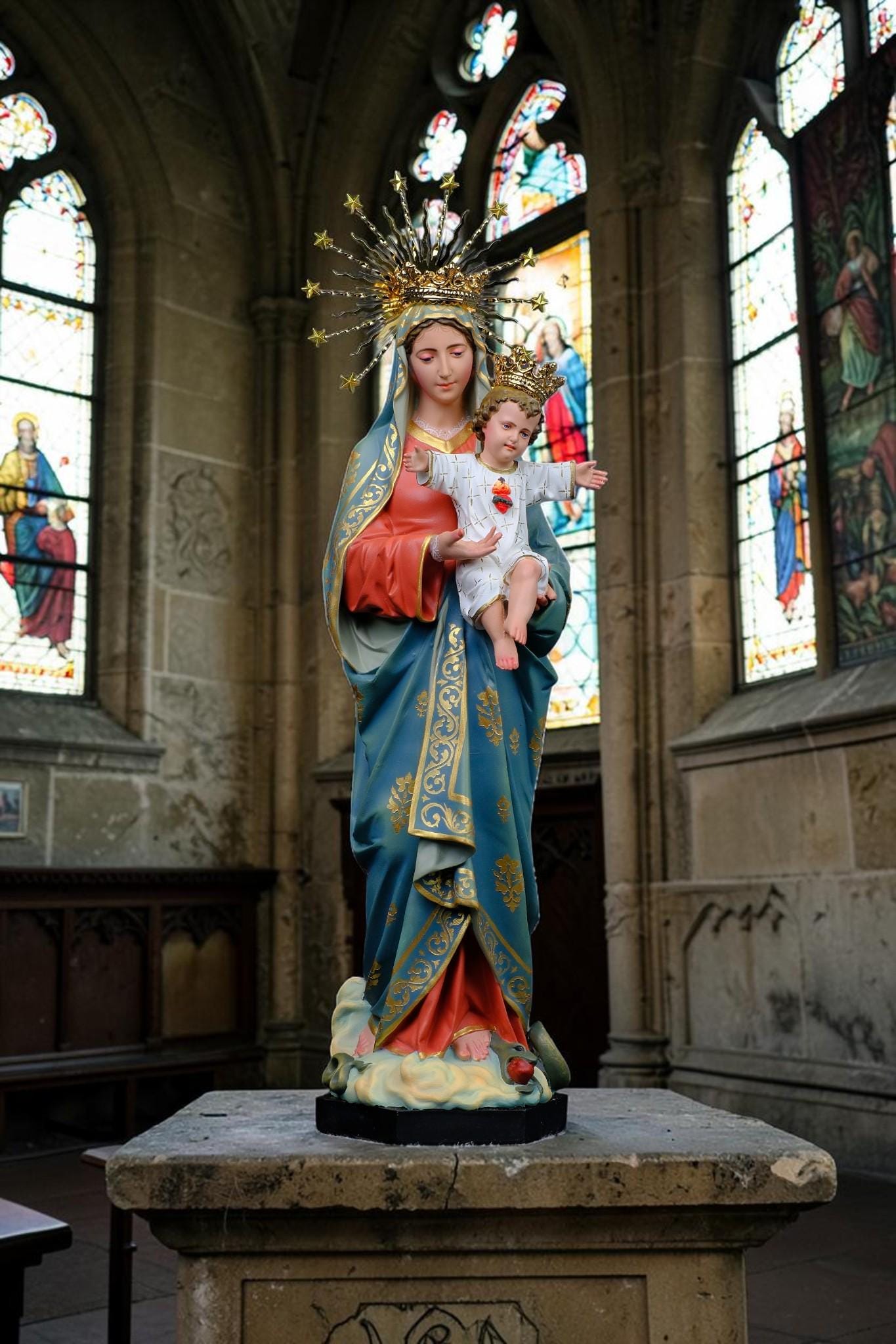Our Lady Mother of God Statue 40cm Virgin Mary with Child Jesus Catholic Statue Religious Decor Catholic Gift Home Altar Decor __etsy:8164494933