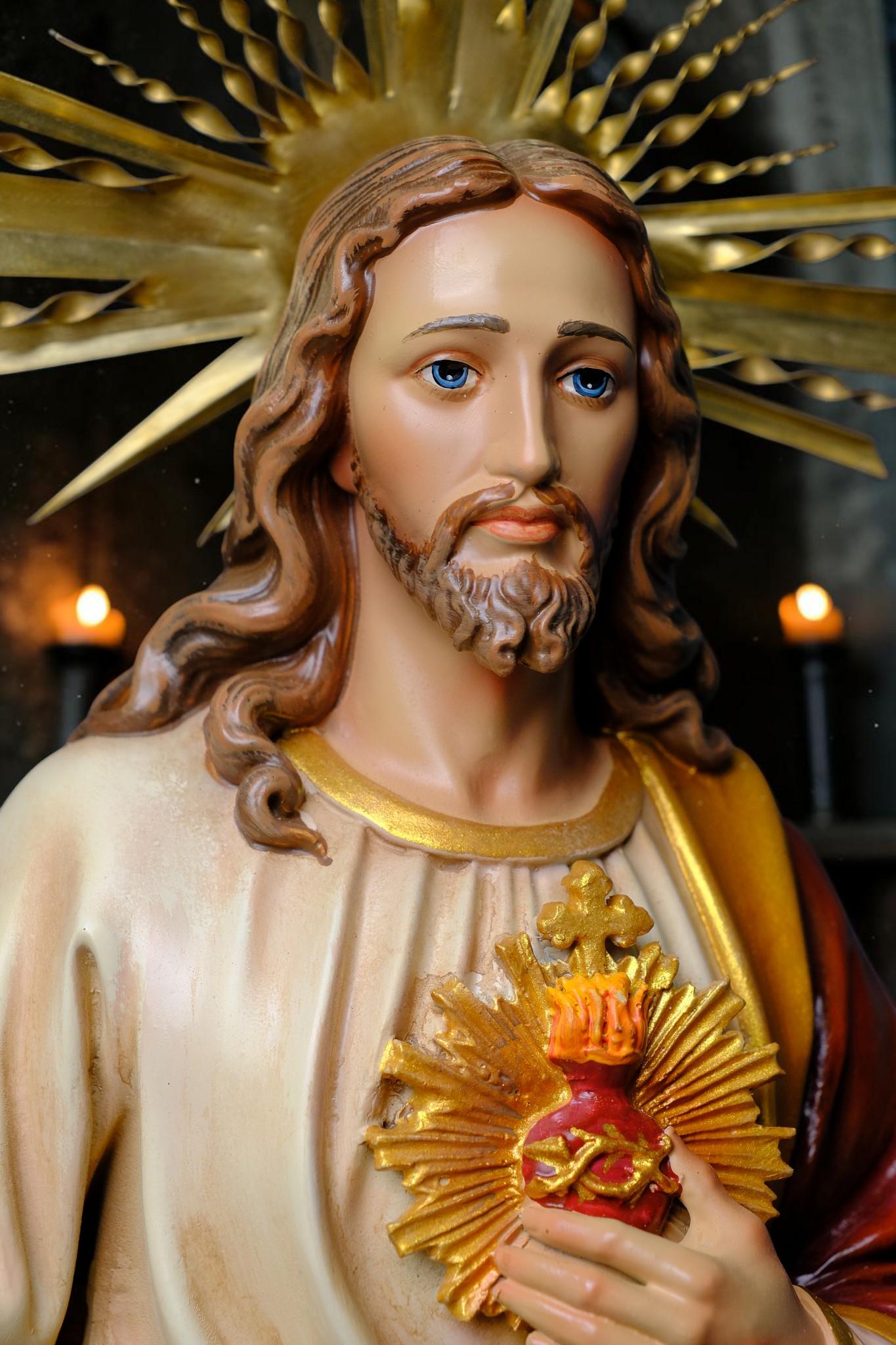 Handmade Sacred Heart of Jesus Statue with Angels – 60 cm Catholic Statue __etsy:8210386759