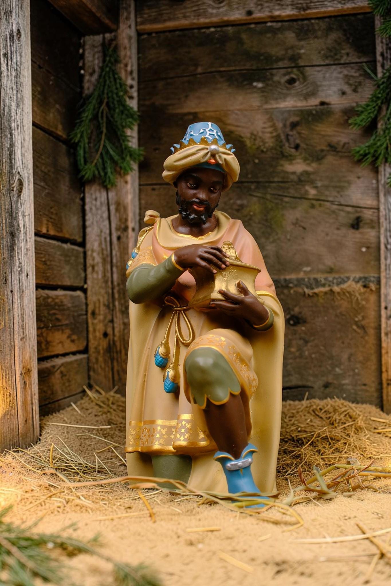 Hand-Painted 10-Piece Catholic Nativity Set: Holy Family Religious Christmas Decor