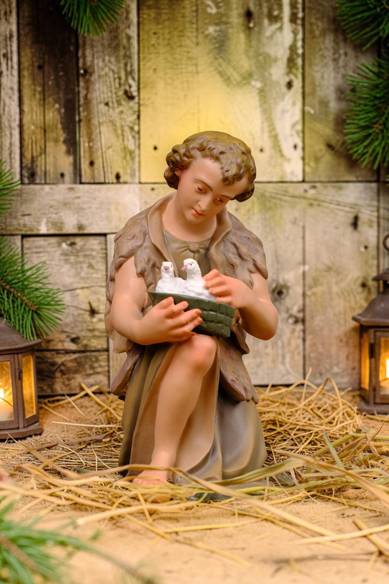 Hand-Painted 10-Piece Catholic Nativity Set: Holy Family Religious Christmas Decor