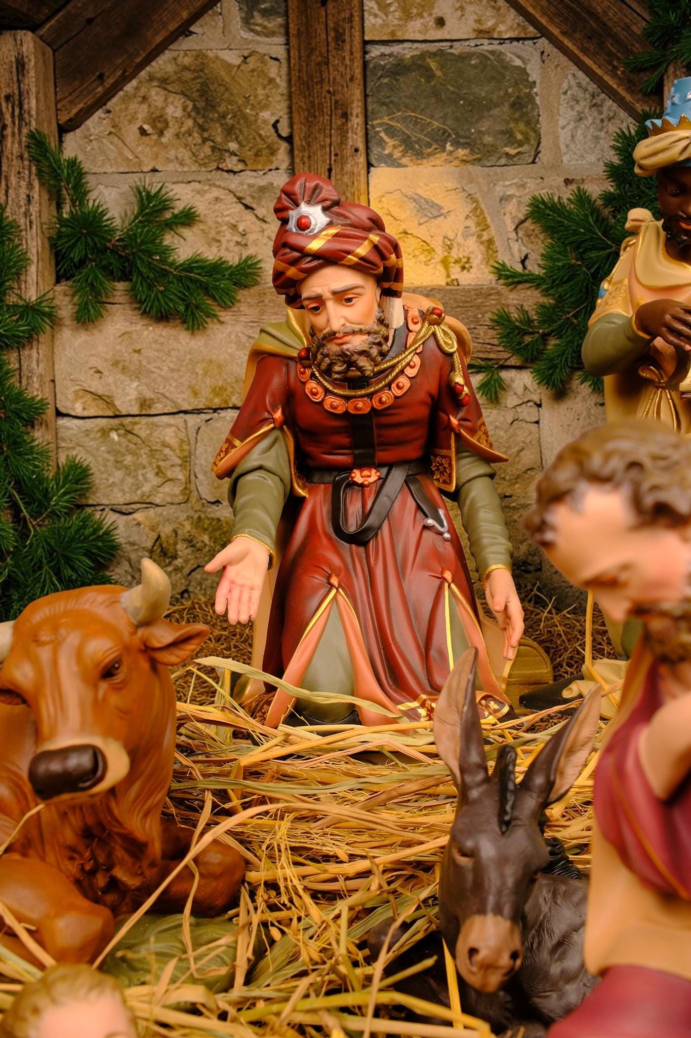 Hand-Painted 10-Piece Catholic Nativity Set: Holy Family Religious Christmas Decor