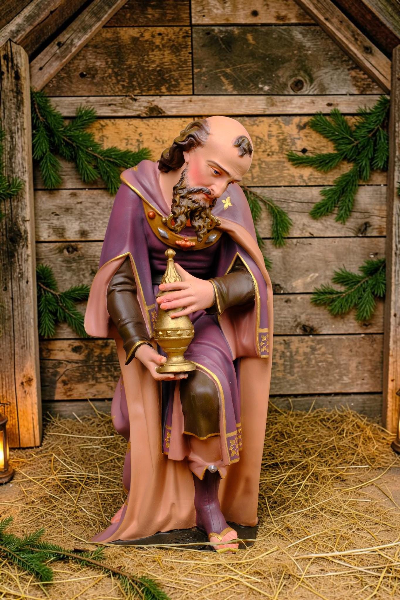 Hand-Painted 10-Piece Catholic Nativity Set: Holy Family Religious Christmas Decor