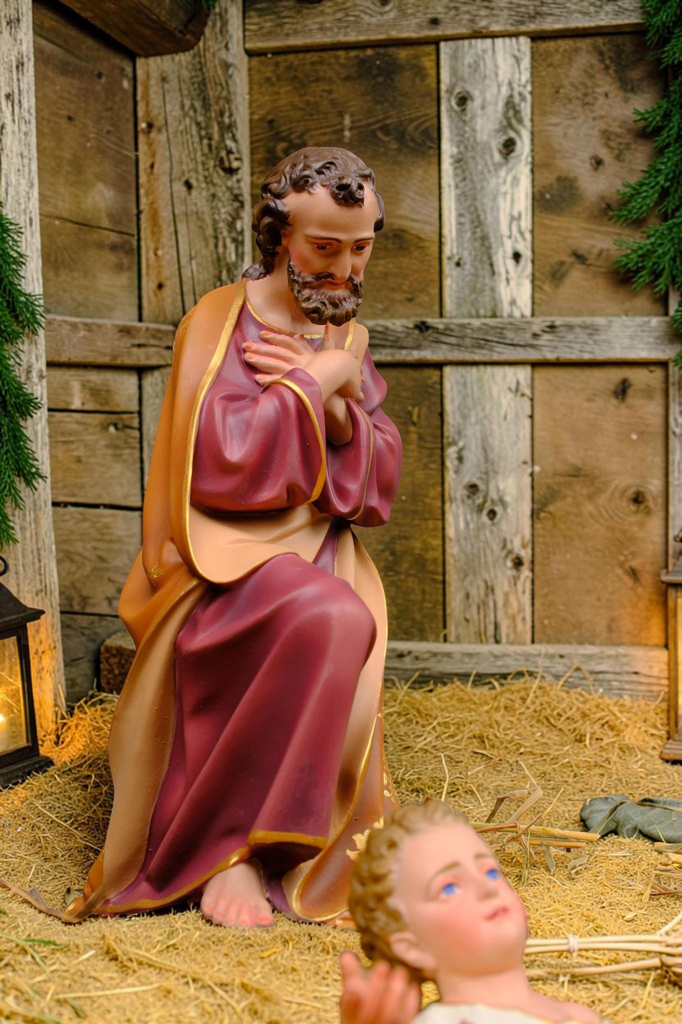 Hand-Painted 10-Piece Catholic Nativity Set: Holy Family Religious Christmas Decor