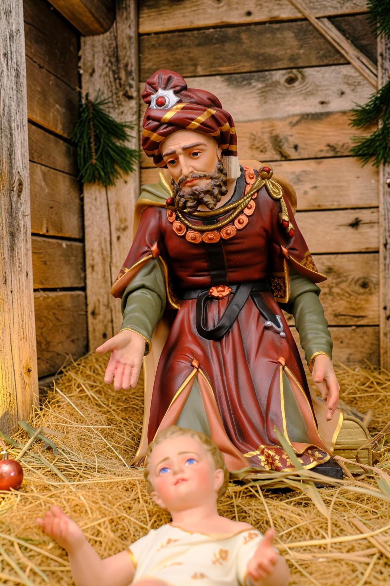 Hand-Painted 10-Piece Catholic Nativity Set: Holy Family Religious Christmas Decor
