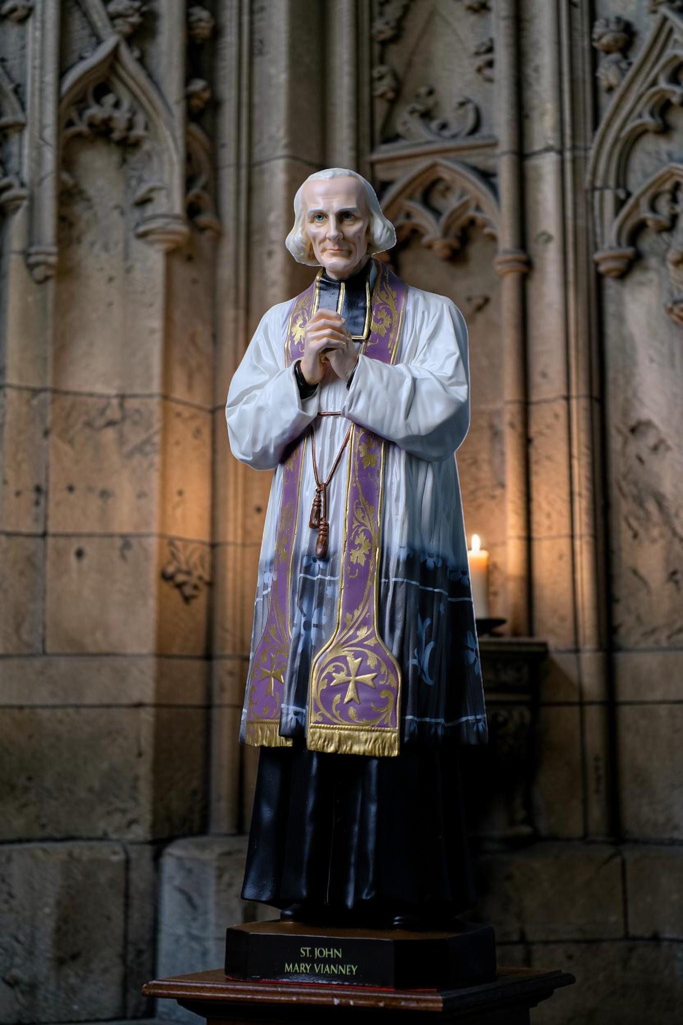 Handmade St John Mary Vianney Statue 37cm Catholic Saint Figurine Curé of Ars Priest Statue Religious Home Altar Catholic Gift
