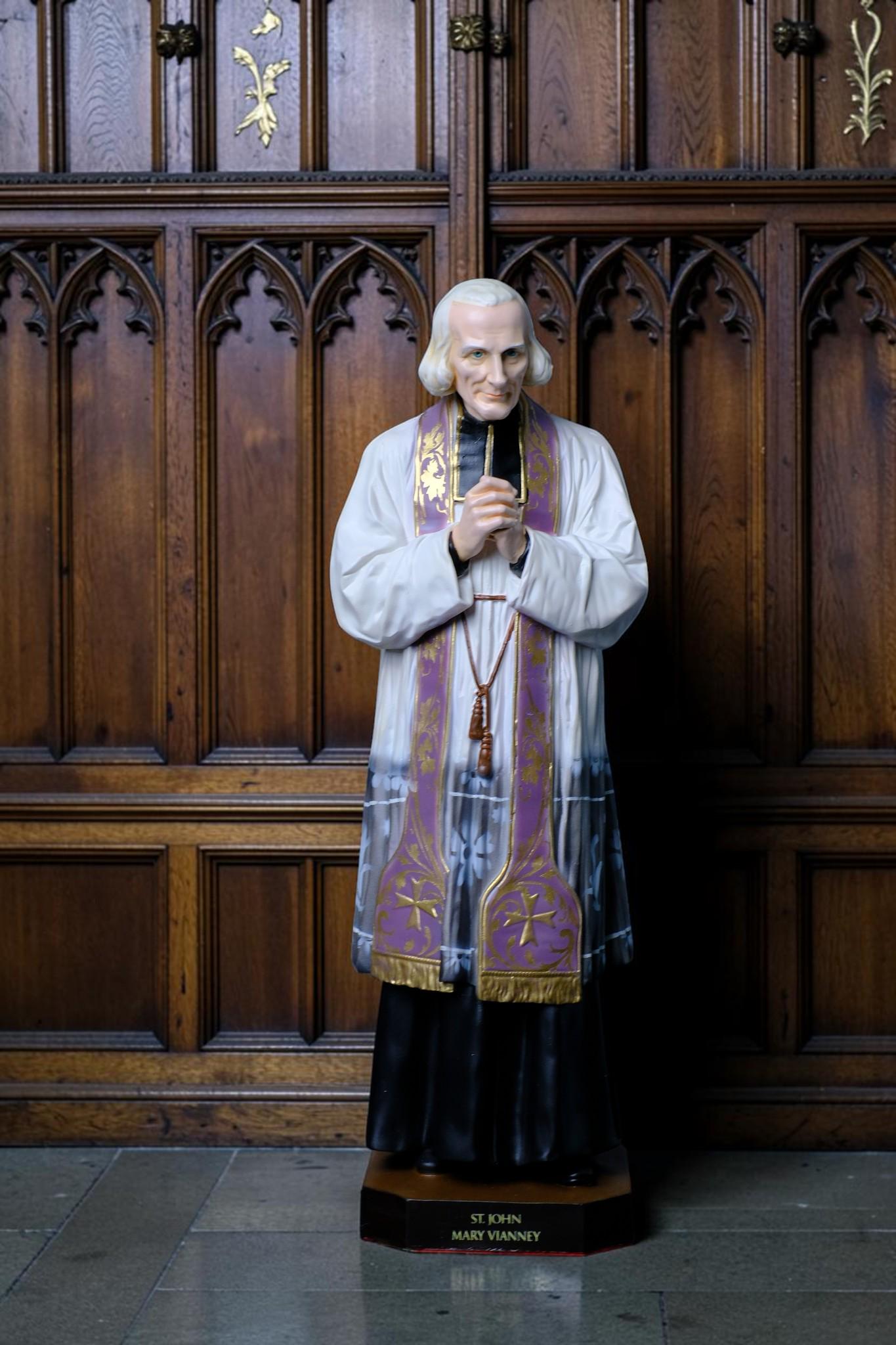 Handmade St John Mary Vianney Statue 37cm Catholic Saint Figurine Curé of Ars Priest Statue Religious Home Altar Catholic Gift